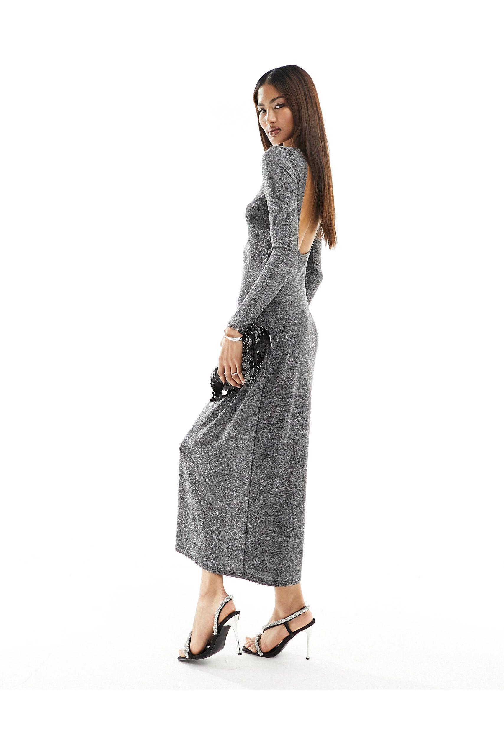 Robe longue a dos ouvert noir scintillant Pimkie en coloris Gris Lyst