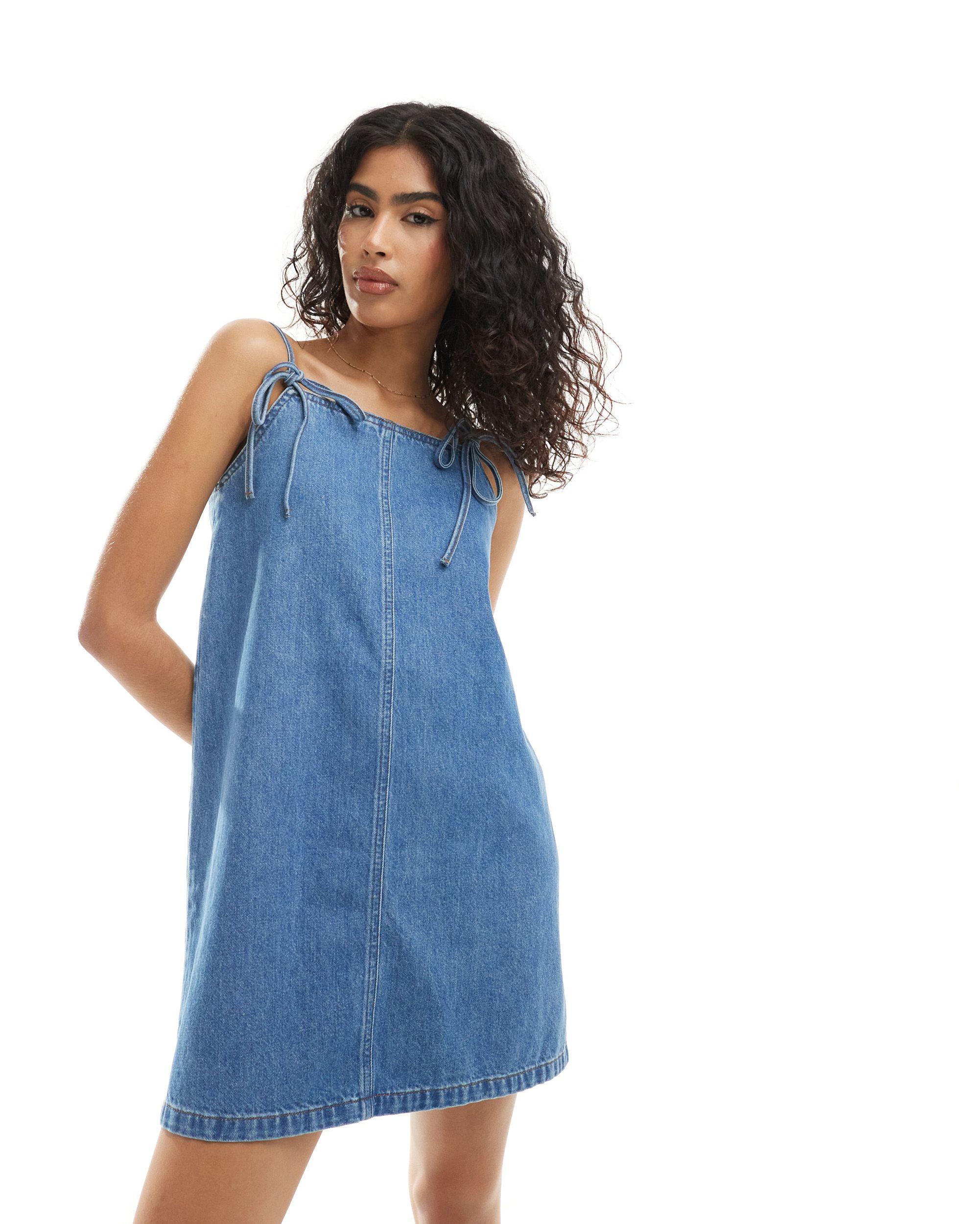 Robe en jean avec n uds moyen ASOS en coloris Bleu Lyst