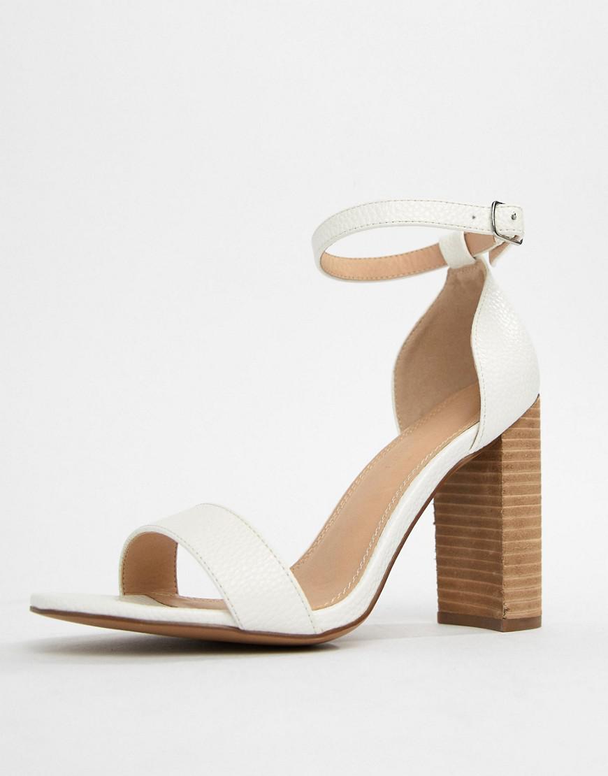 wide fit block heels white