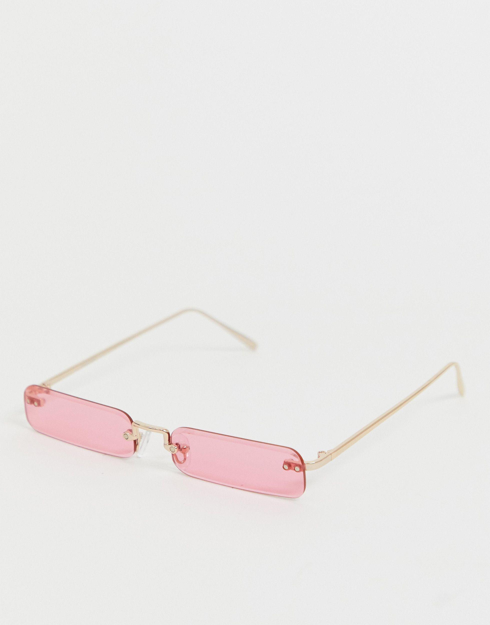 Occhiali alla moda rettangolari senza bordo con montatura oro e lenti  sfumate rosa da Uomo di ASOS in Rosa | Lyst
