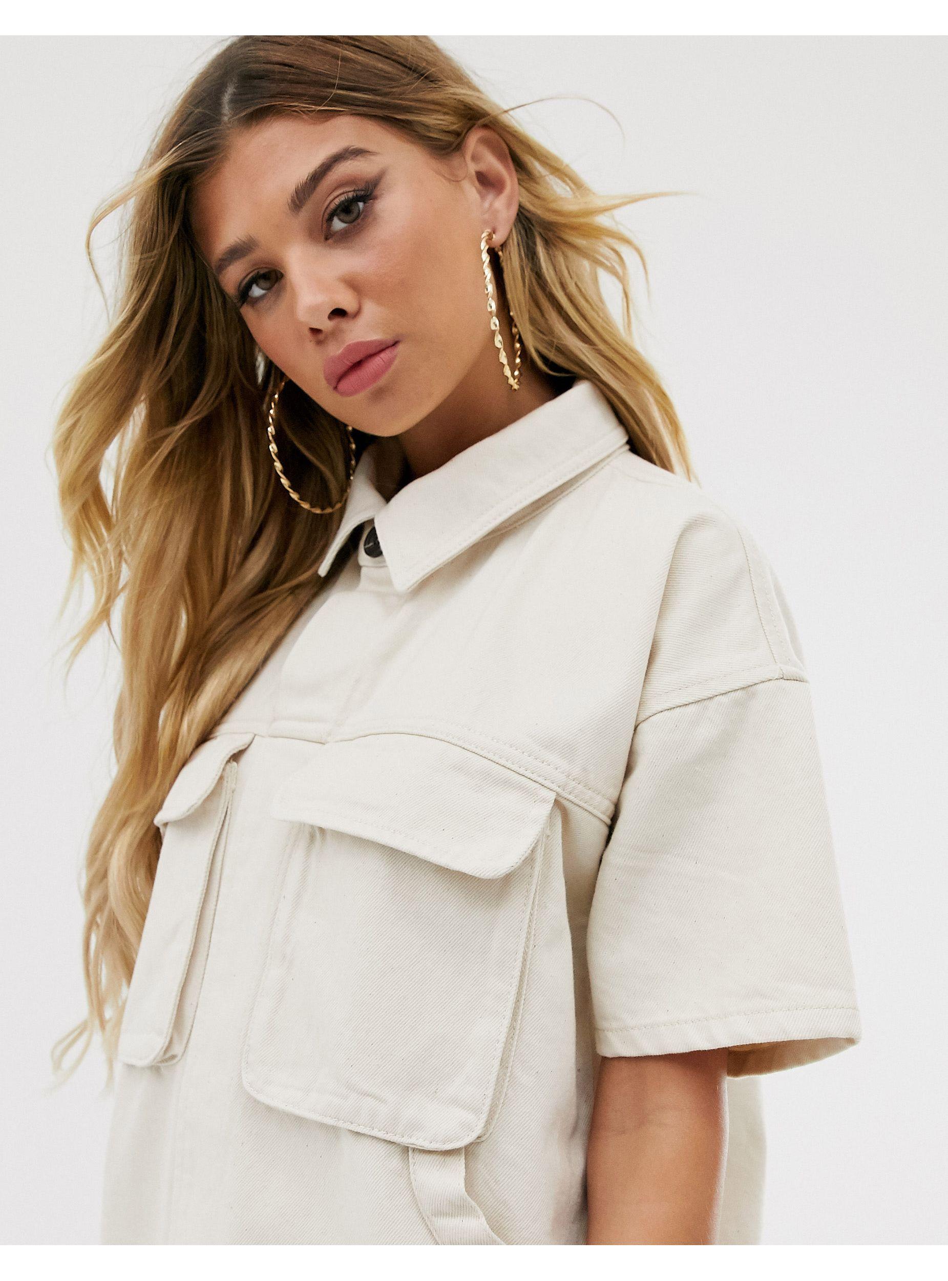 ASOS Denim Boxy Shirt Dress in White Lyst
