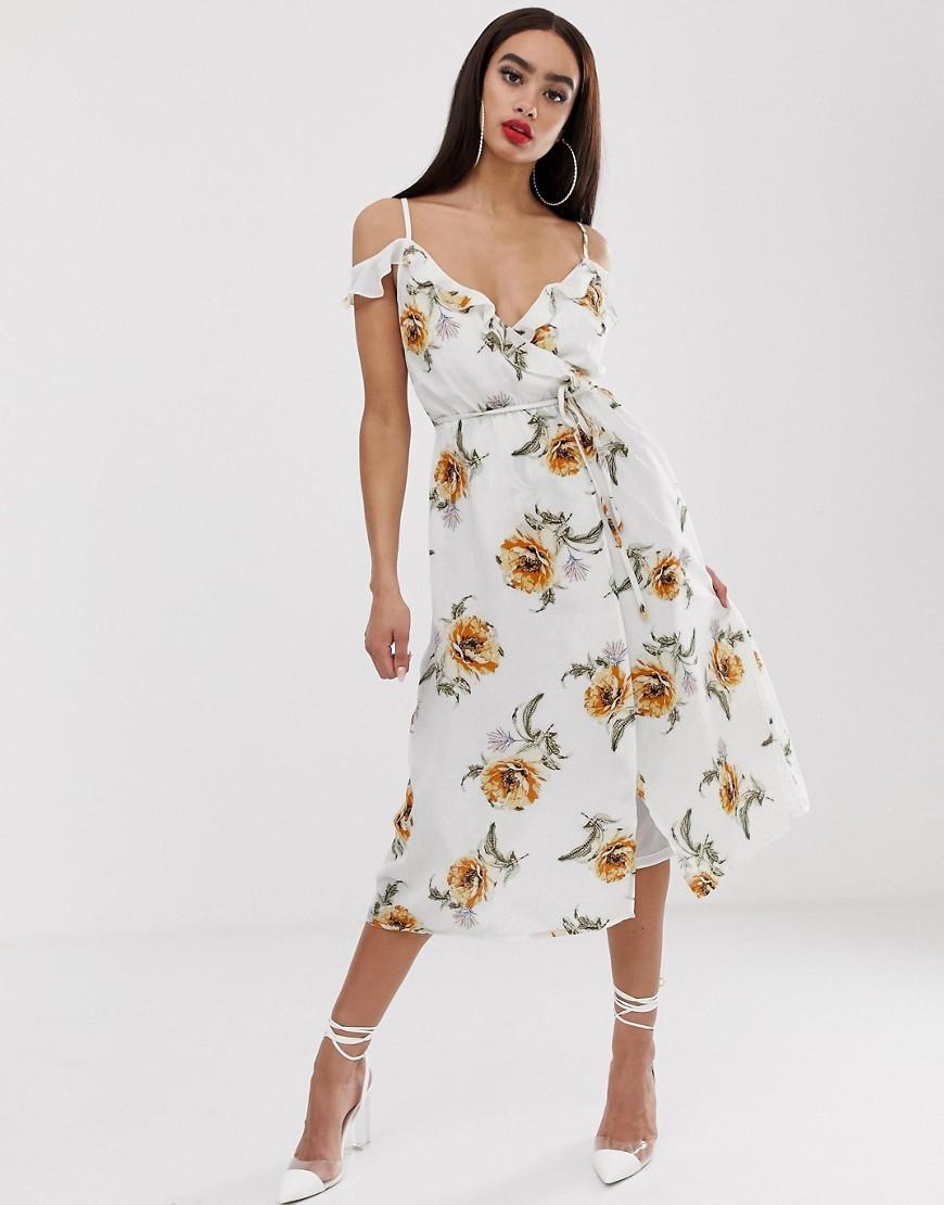 pretty little thing floral wrap dress
