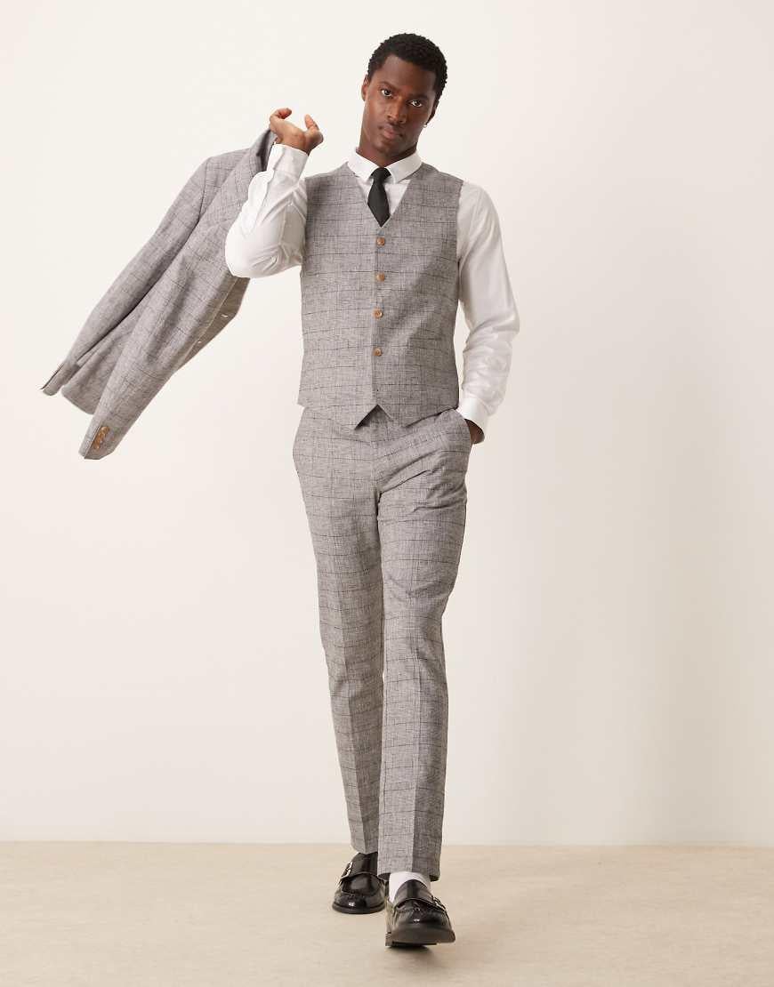 Grey Traje Gris Cuadros Hombre Pantalon De Vestir Cuadros Hombre