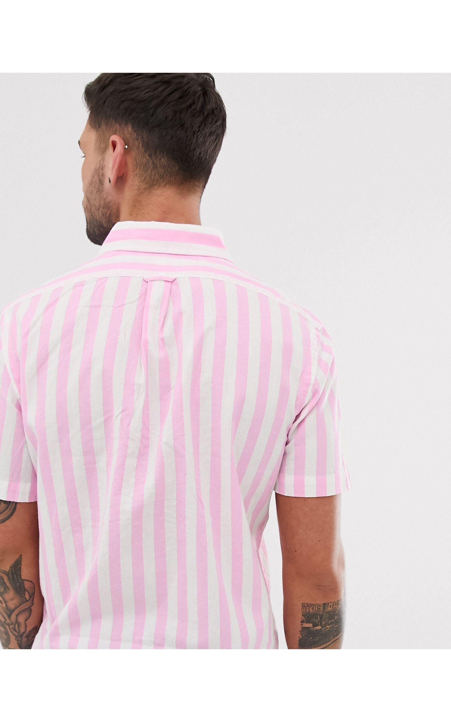 Polo Ralph Lauren Cotton Bold Stripe Short Sleeve Oxford Shirt Custom  Regular Fit Button Down Player Logo in Pink for Men | Lyst