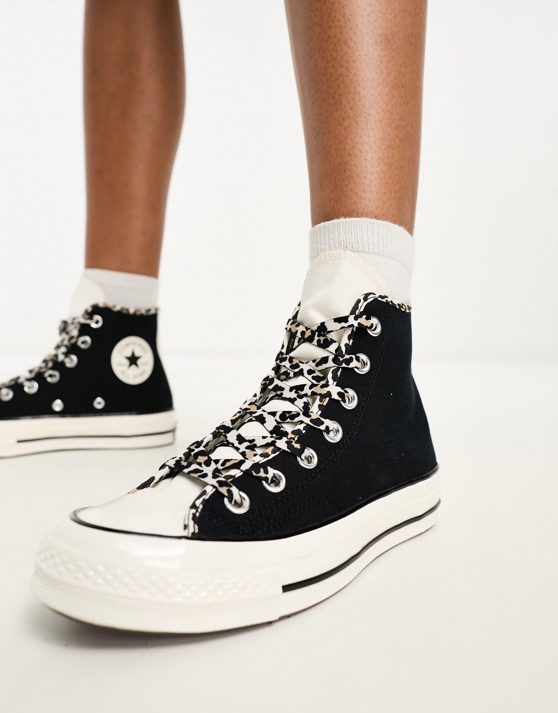 Chuck 70 hi - sneakers alte nere con lacci leopardati di Converse in Nero |  Lyst