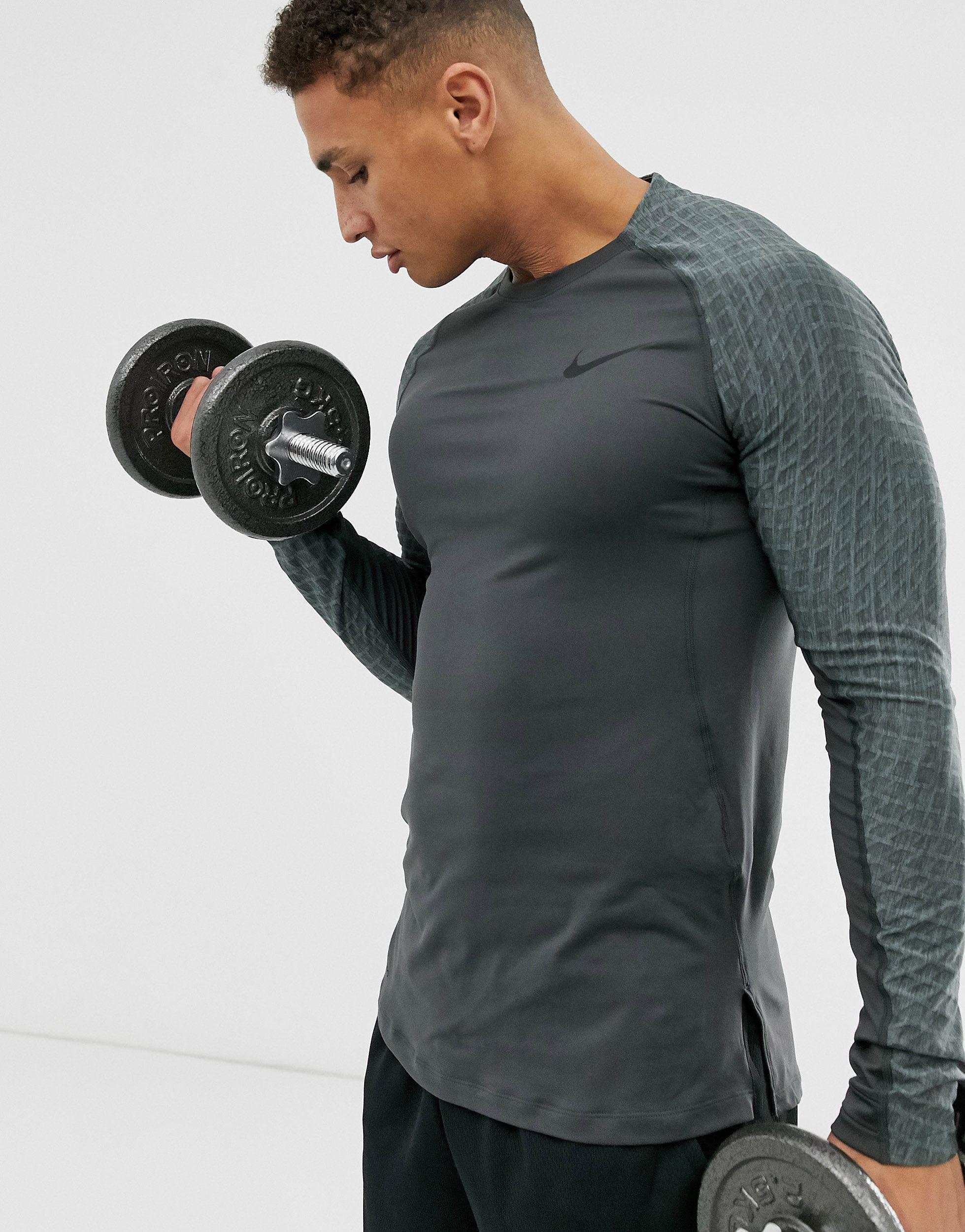 In ink dividend Nike Nike Pro Training Therma Long Sleeve Top in Gray for Men | Lyst