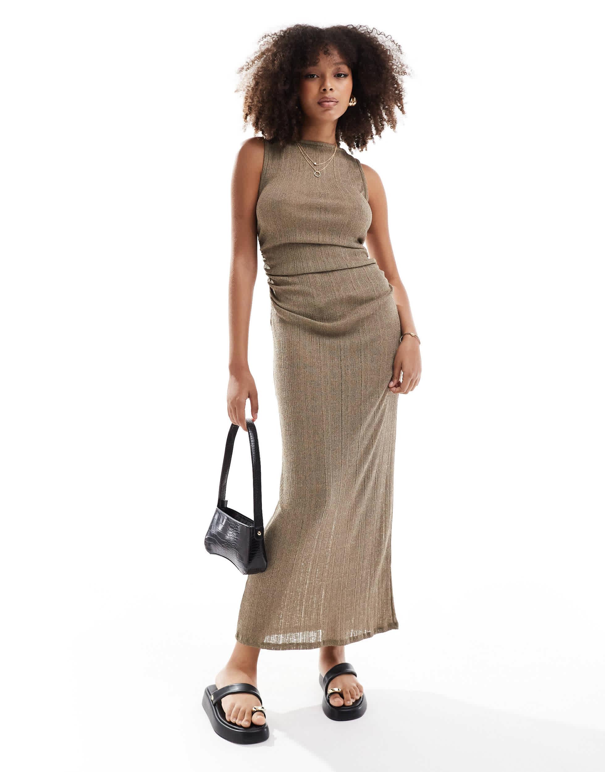 Robe Femme En Maille - Col Cascade, Manches Courtes, Coupe Moulante - Style Tendance, Confortable - Marque Zero