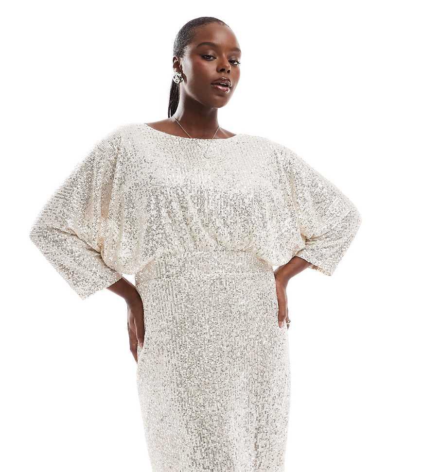 plus size sequin kimono dress Tfnc Plus Sequin Kimono Top Mini Dress in White