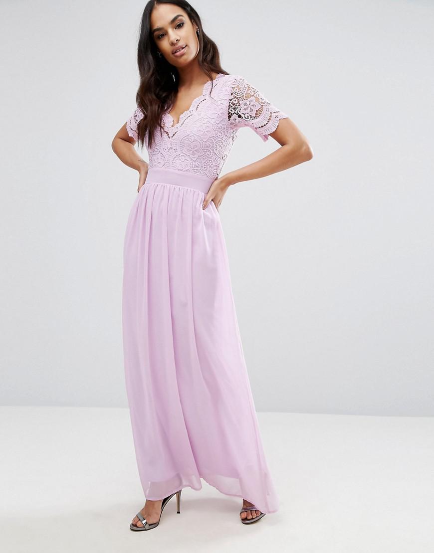 Club L Maxi Dress With Crochet Lace Detail & Cut Out Back