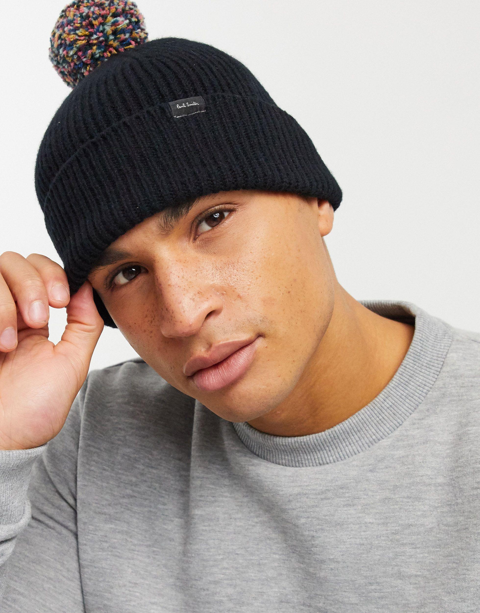 Paul Smith Knitted Wool Bobble Hat in 