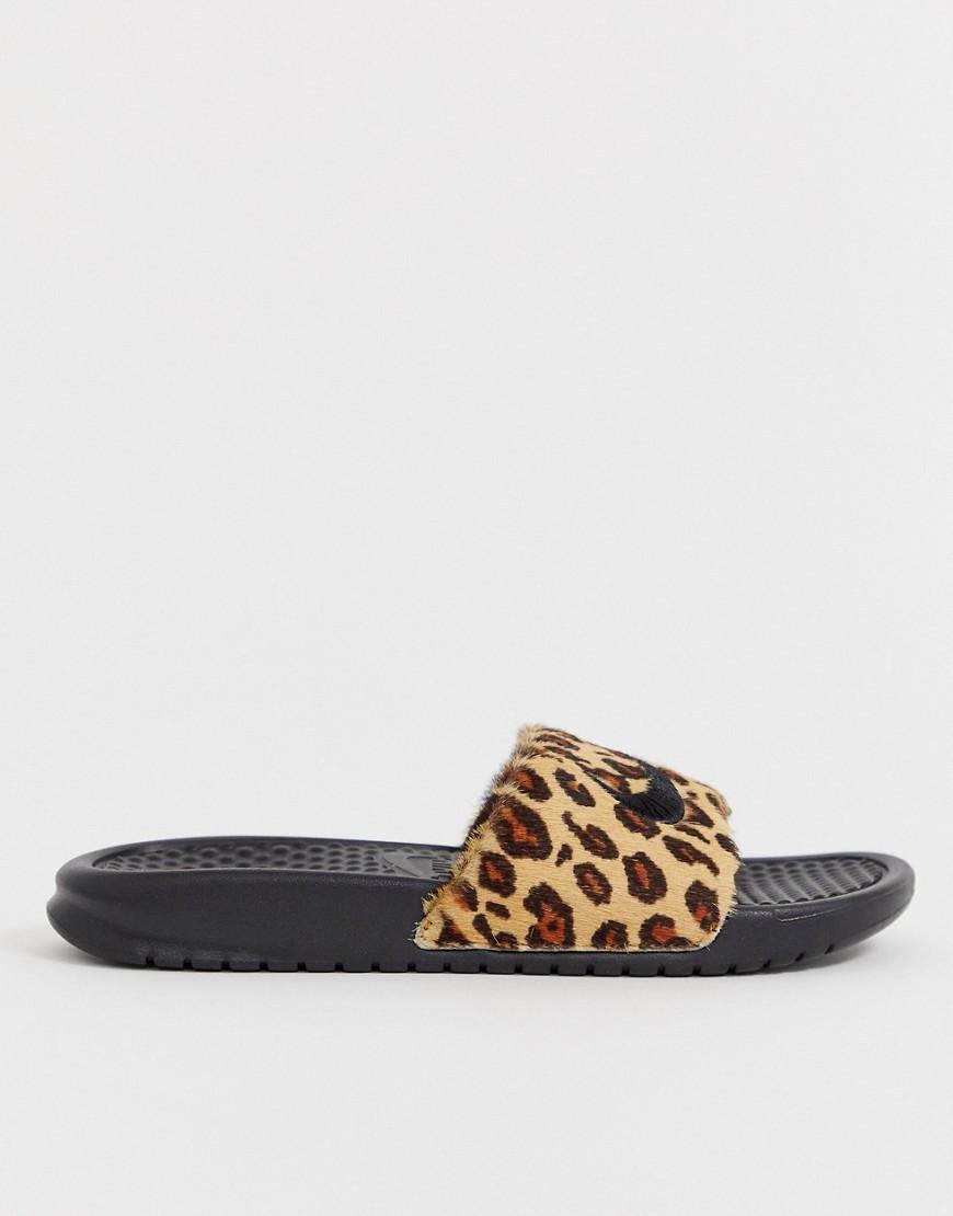 nike benassi leopard