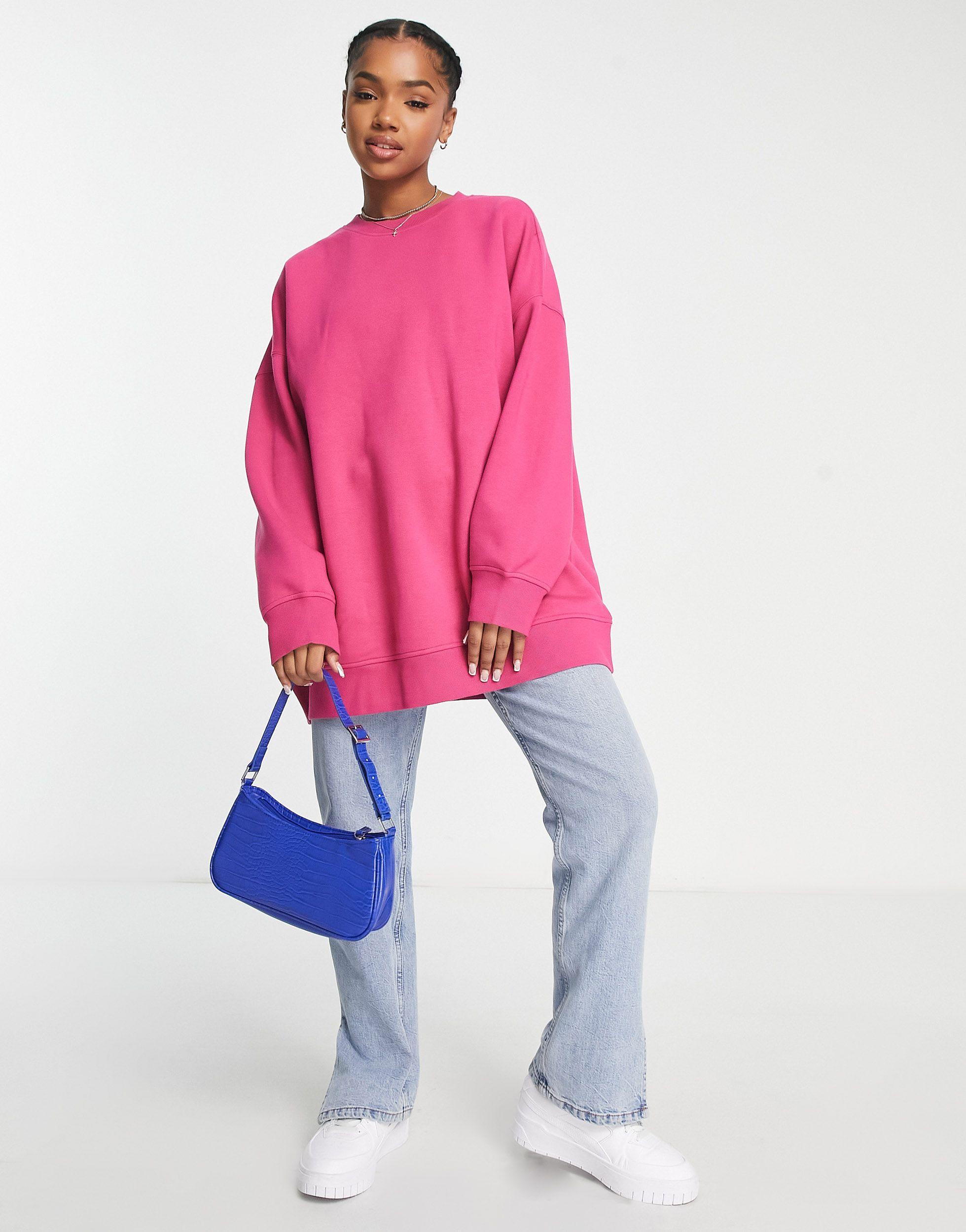 Monki Oversized Sweatshirt in Pink | Lyst