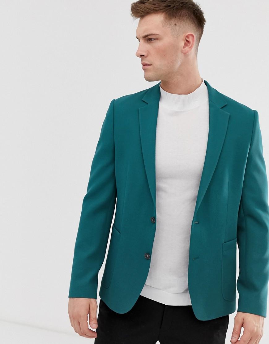 ASOS Synthetic Relaxed Blazer In Teal in Blue for Men Lyst