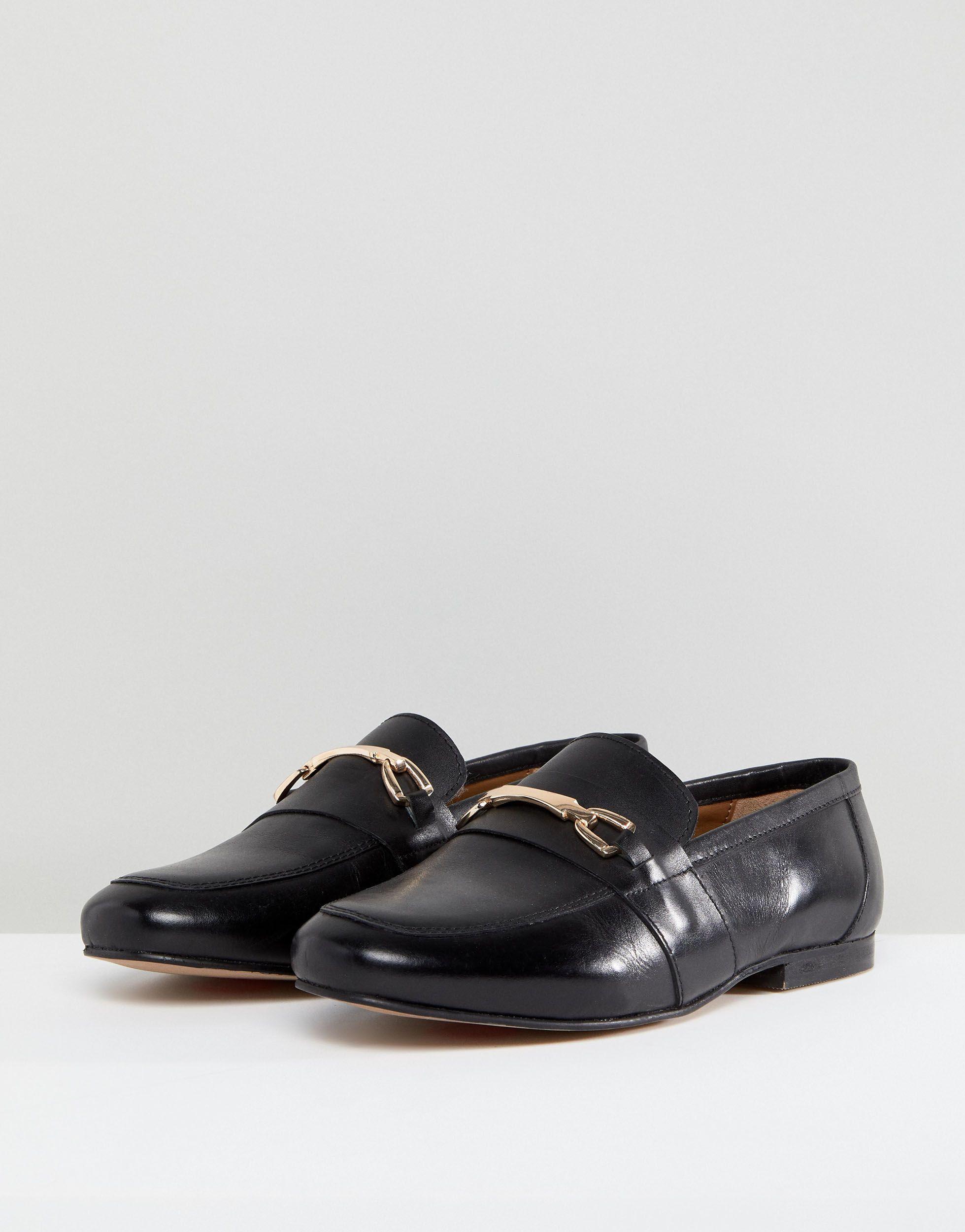 wide fit black leather loafers womens