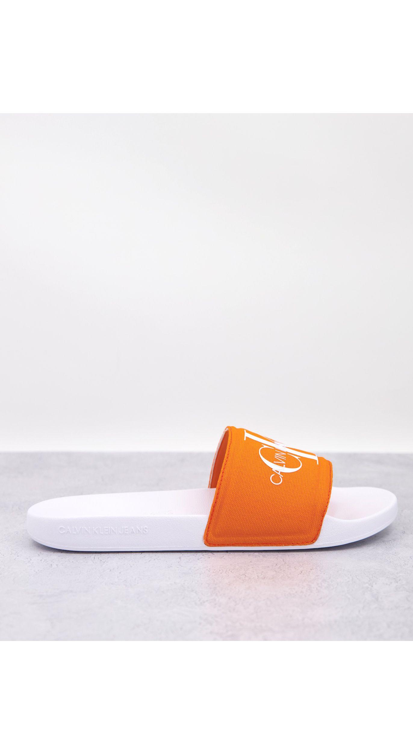 Calvin Klein viggo Sliders in Orange for Men | Lyst