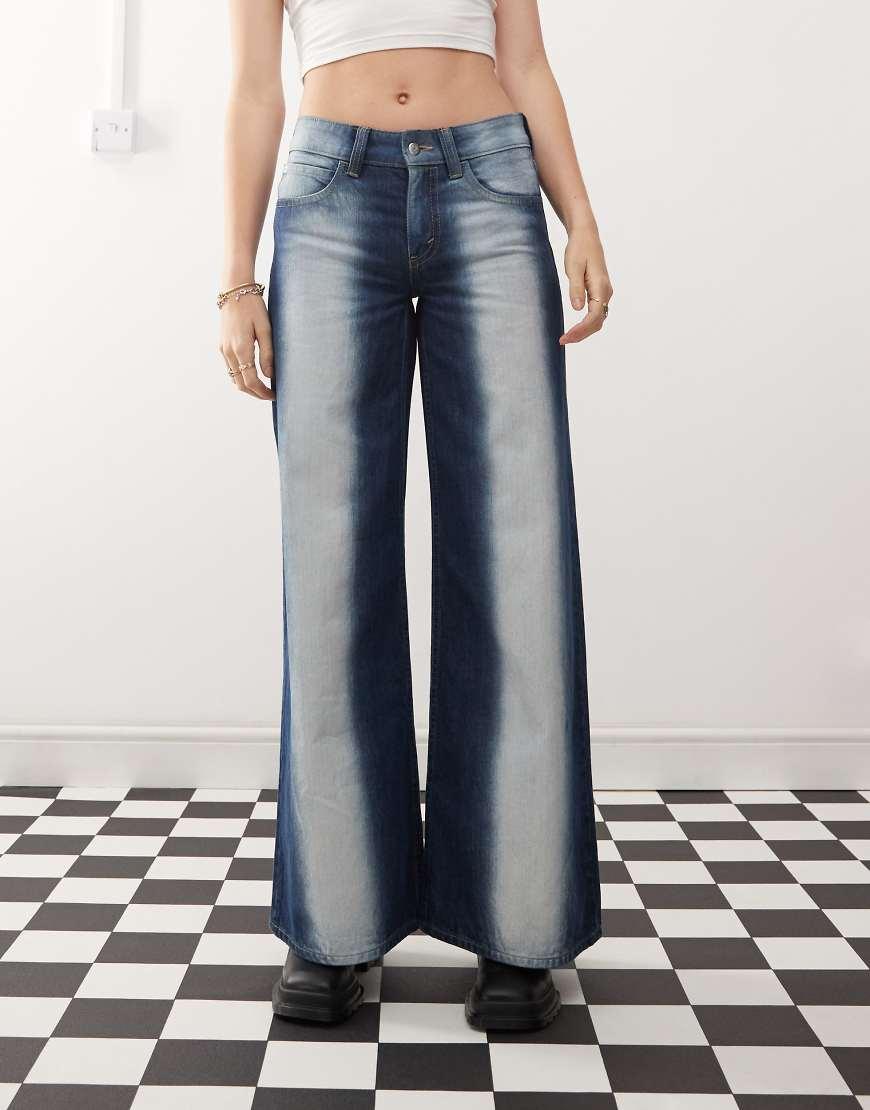 Cheap Monday Poser Mid Rise Wide Leg Skater Jeans With Extreme Spray in White Lyst UK