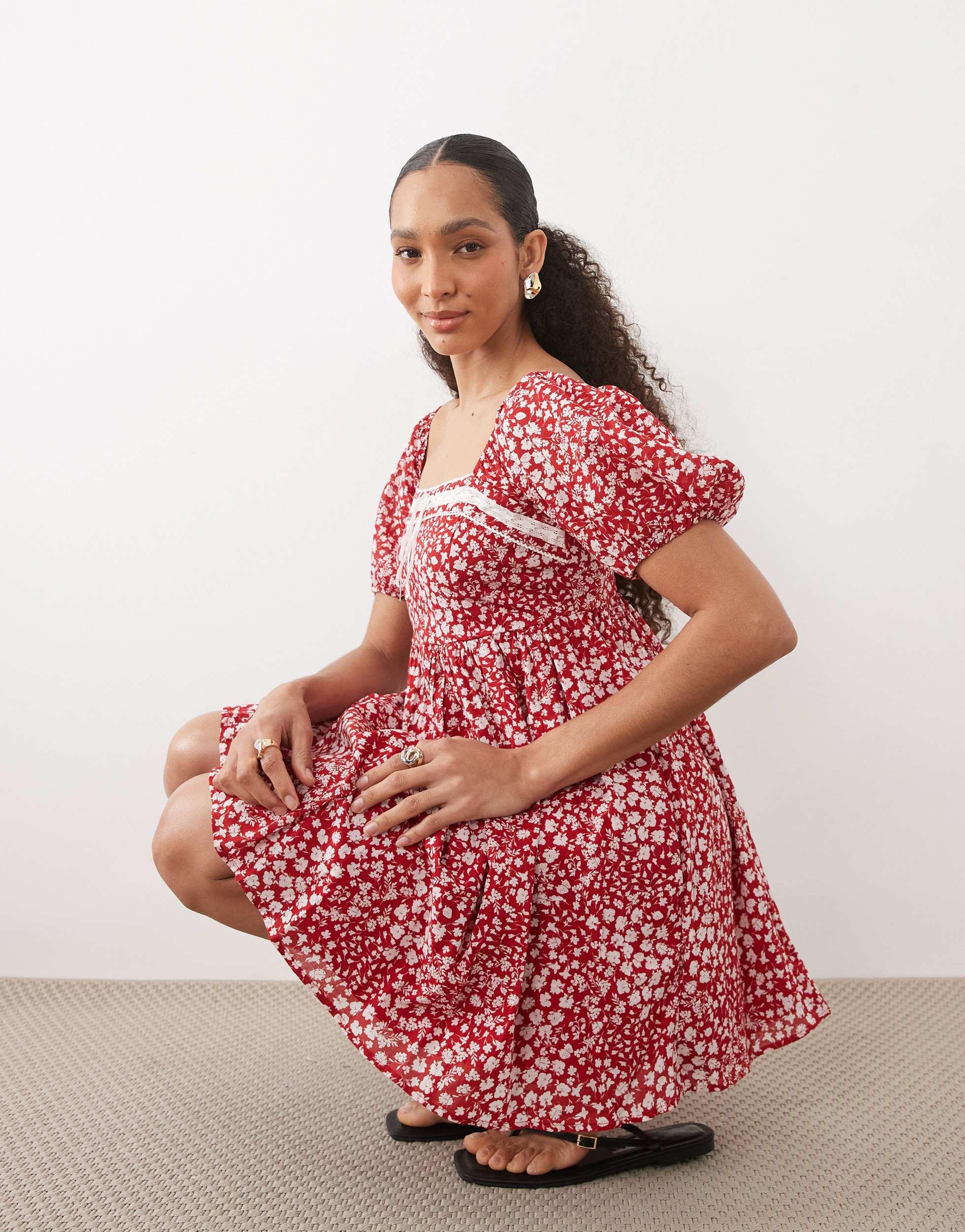 red milkmaid mini dress Miss Selfridge - Mini Tea Dress - Women - Viscose - XS