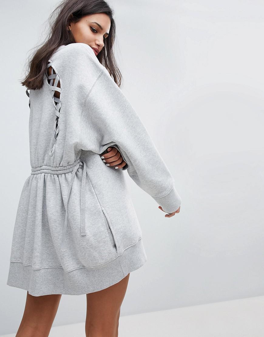 Tommy Hilfiger Gigi Hadid Lace Back Sweat Dress in Grey - Lyst