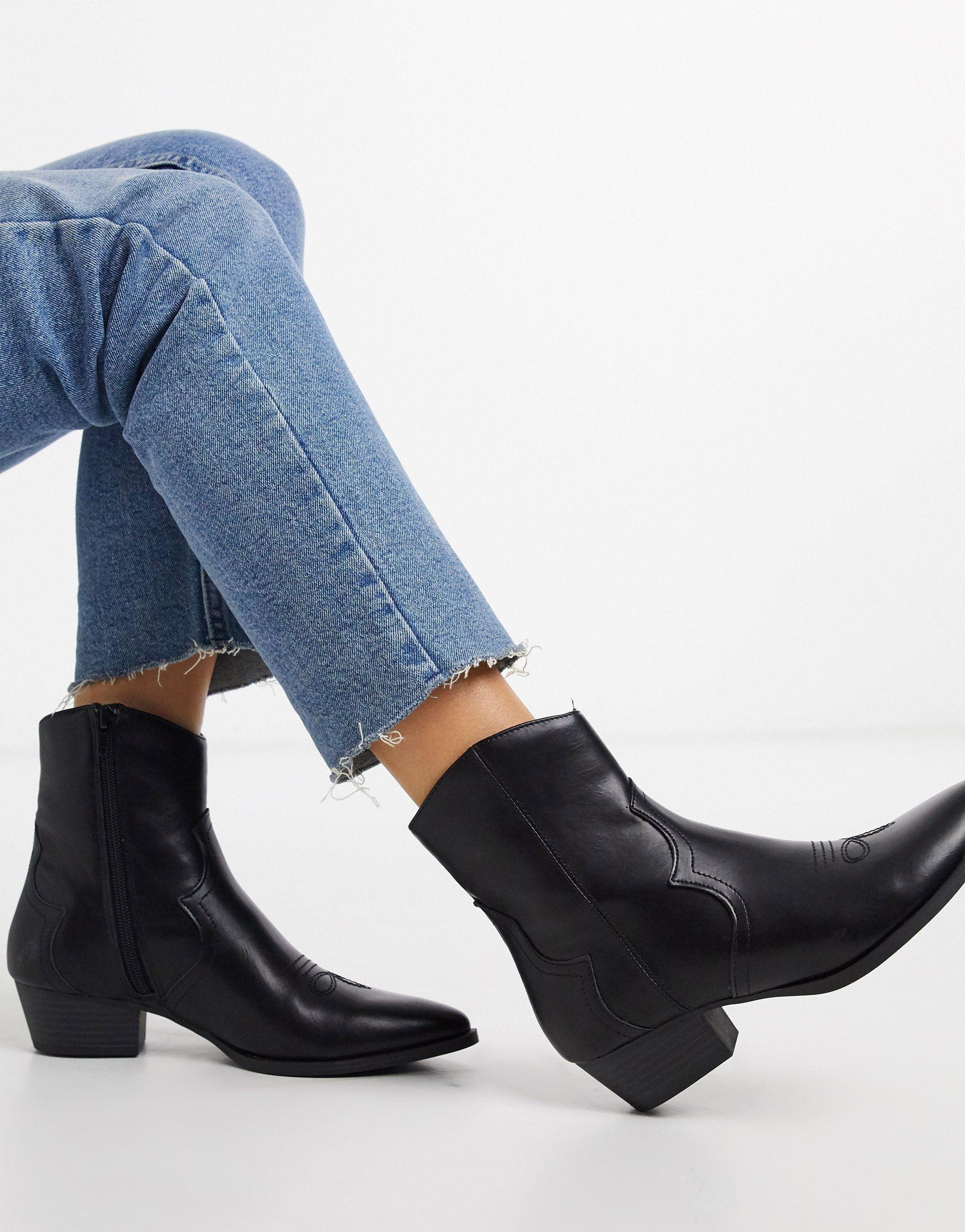 Pull&Bear Western Ankle Boots in Black | Lyst