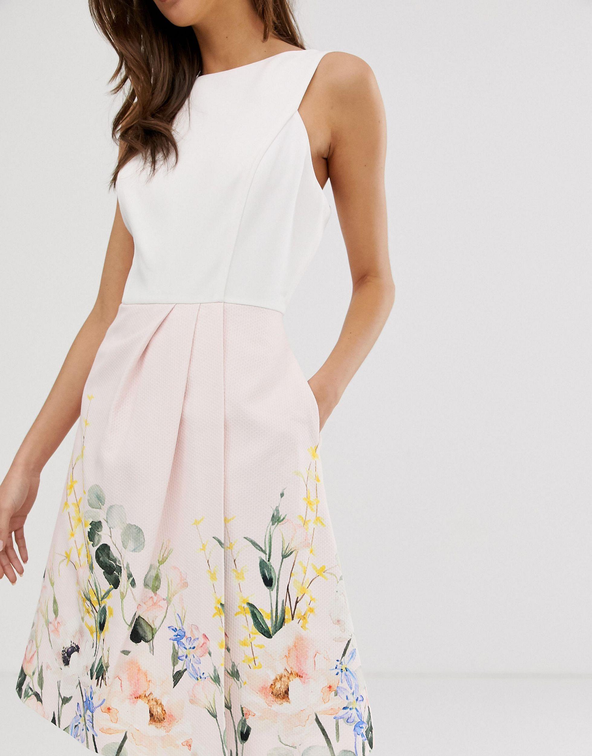 Ted Baker – Kalla – Kleid mit elegantem Print in Weiß | Lyst AT