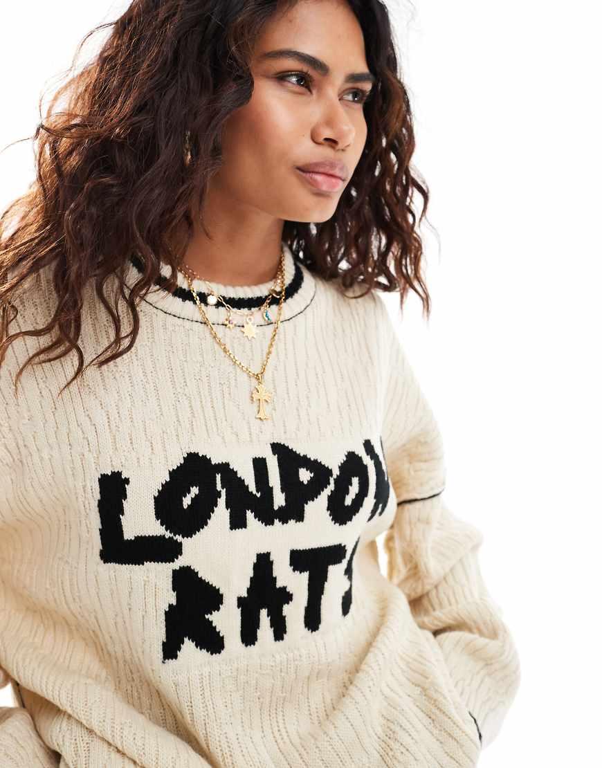 The Ragged Priest Oversized Jumper With London Rats Slogan in