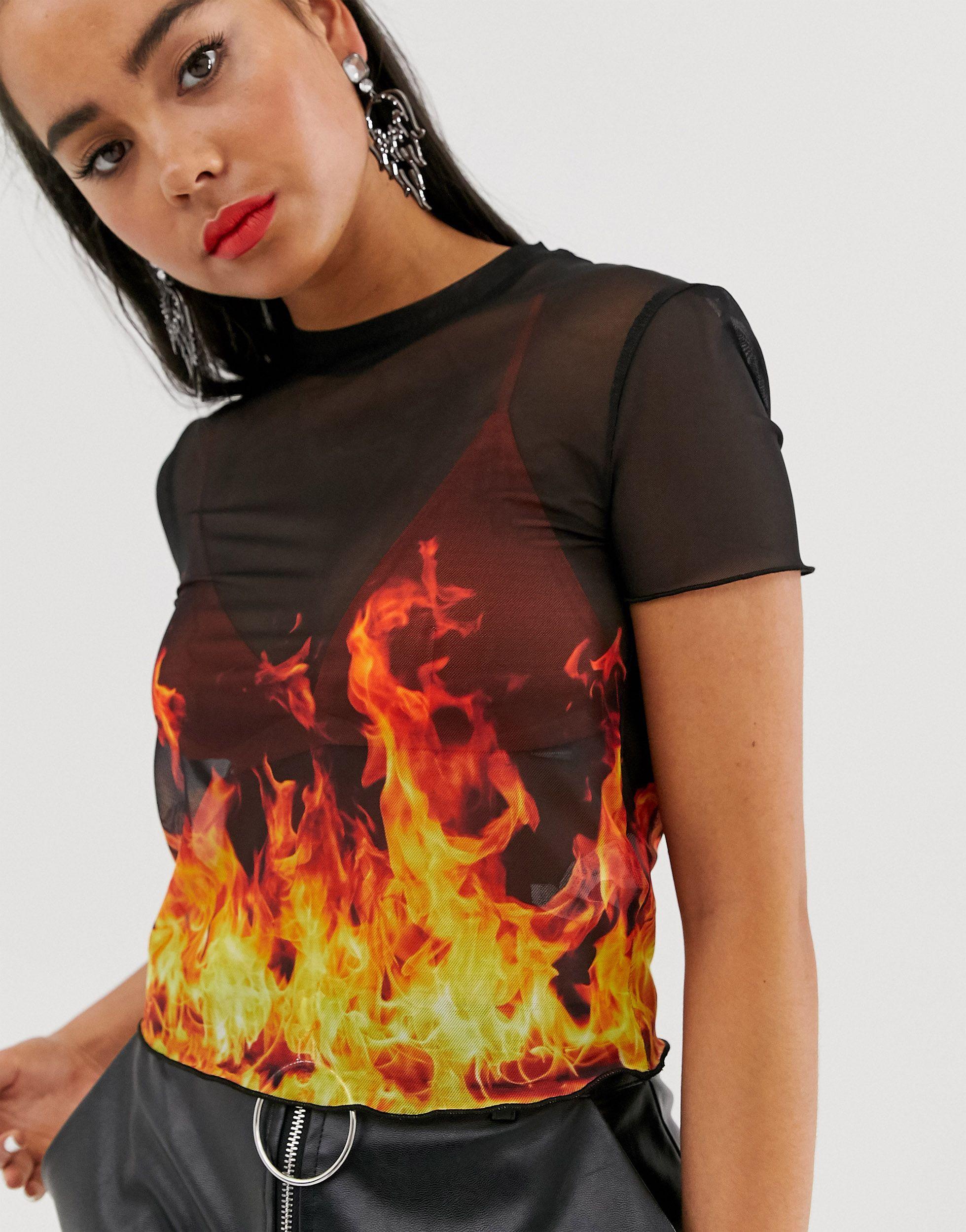 Camiseta fuego bershka hotsell