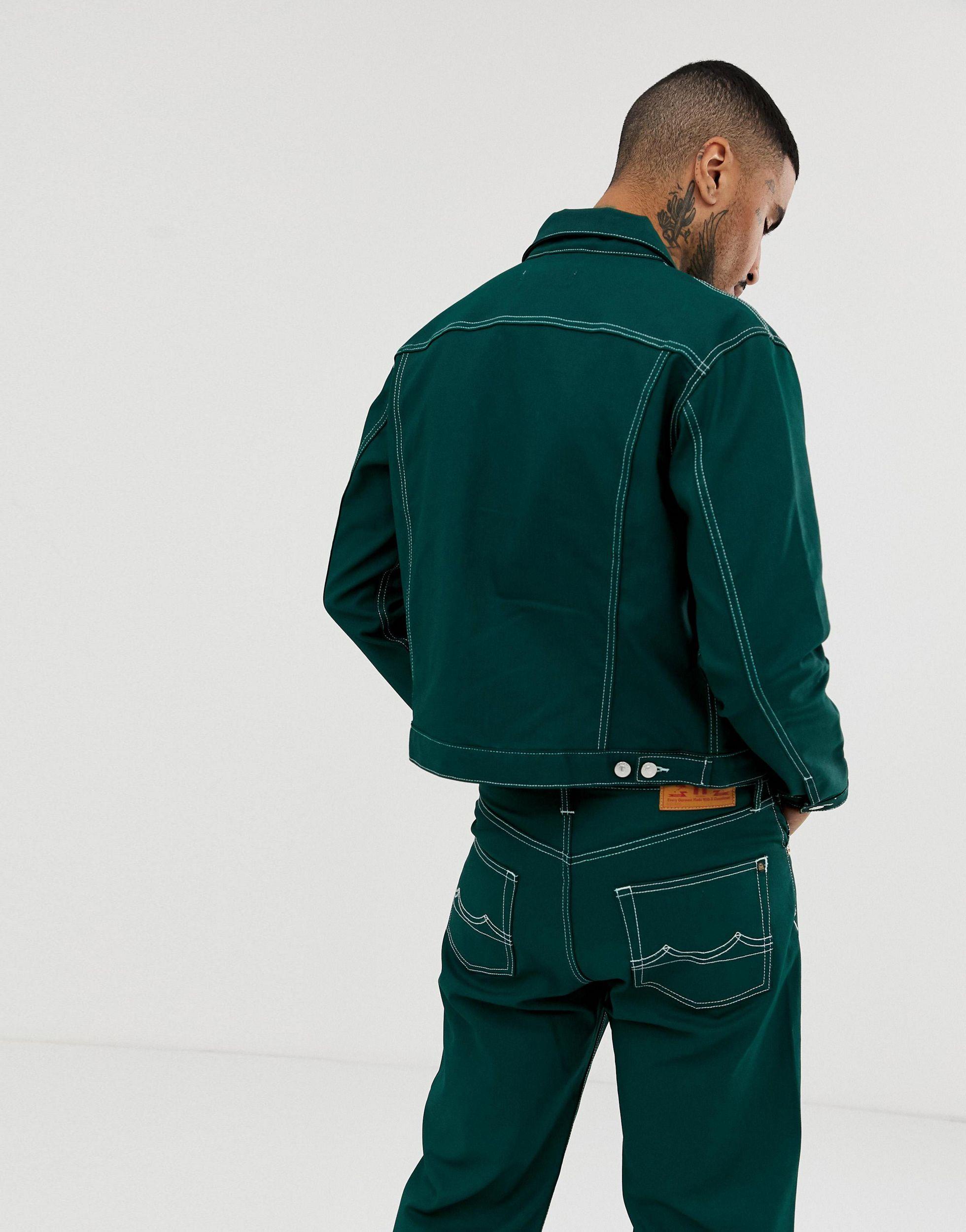 Kings Of Indigo Organic Contrast Stitching Denim Jacket in Green for Men |  Lyst