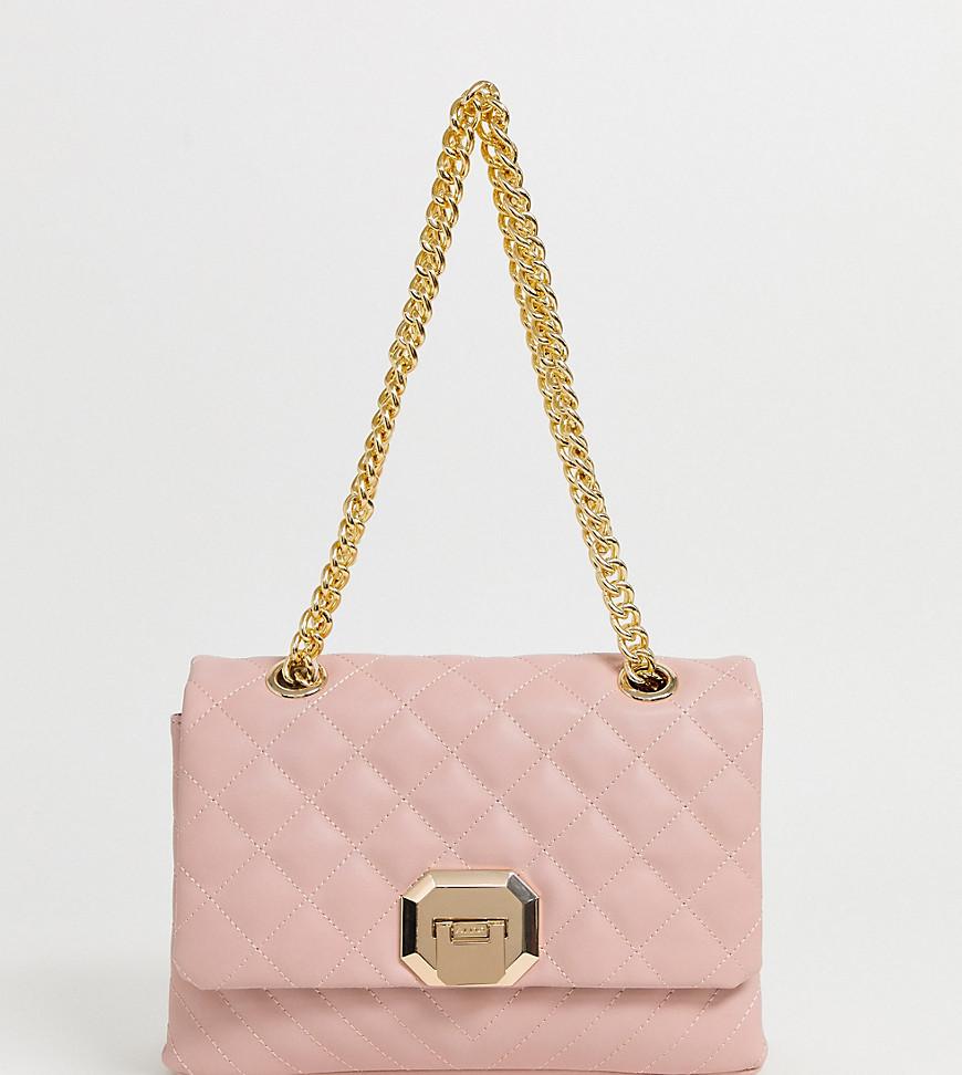 ALDO Menifee Light Pink Quilted Cross Body Bag With Double Gold Chunky  Chain Strap