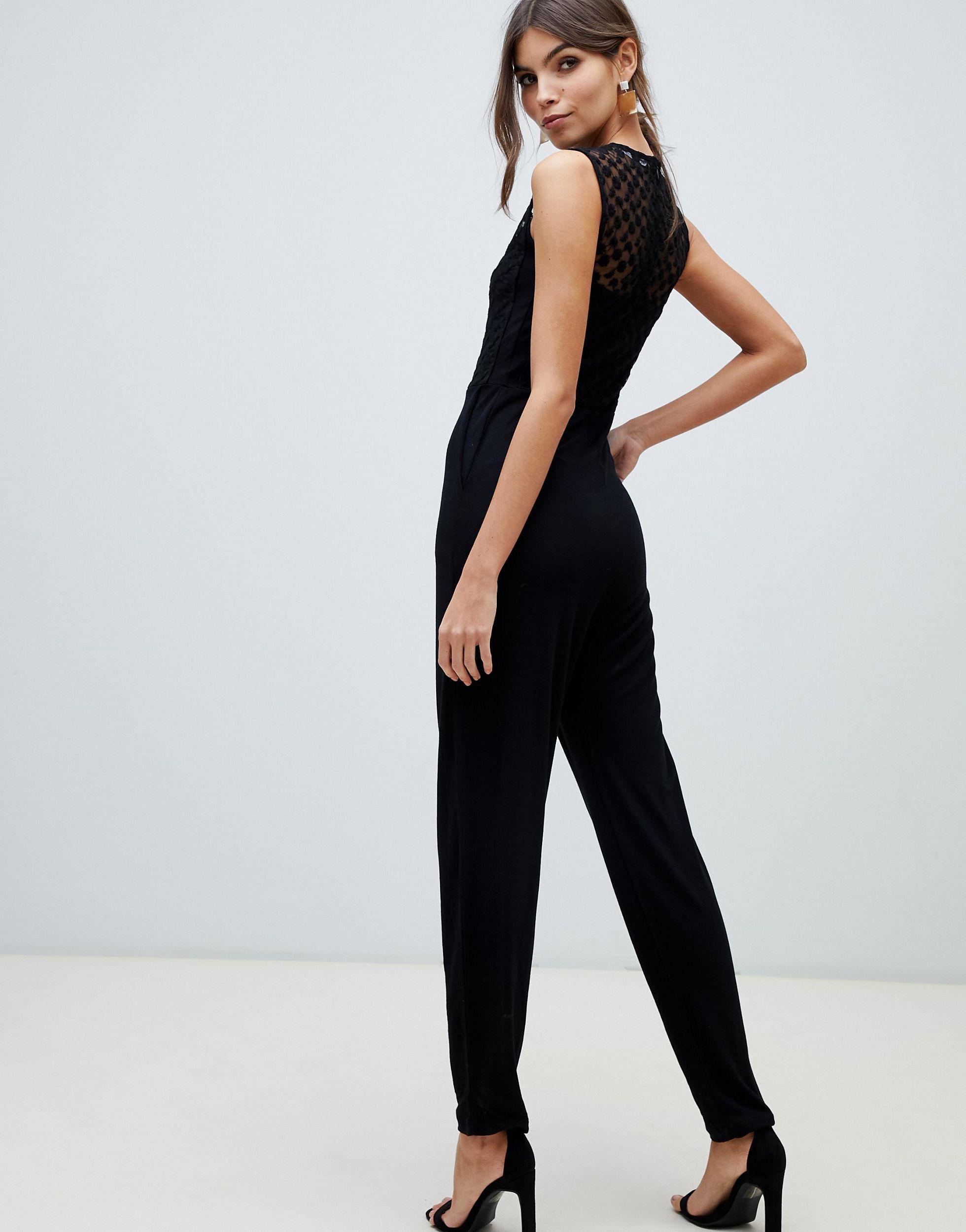 French Connection Synthetic Fitted Jumpsuit in Black | Lyst
