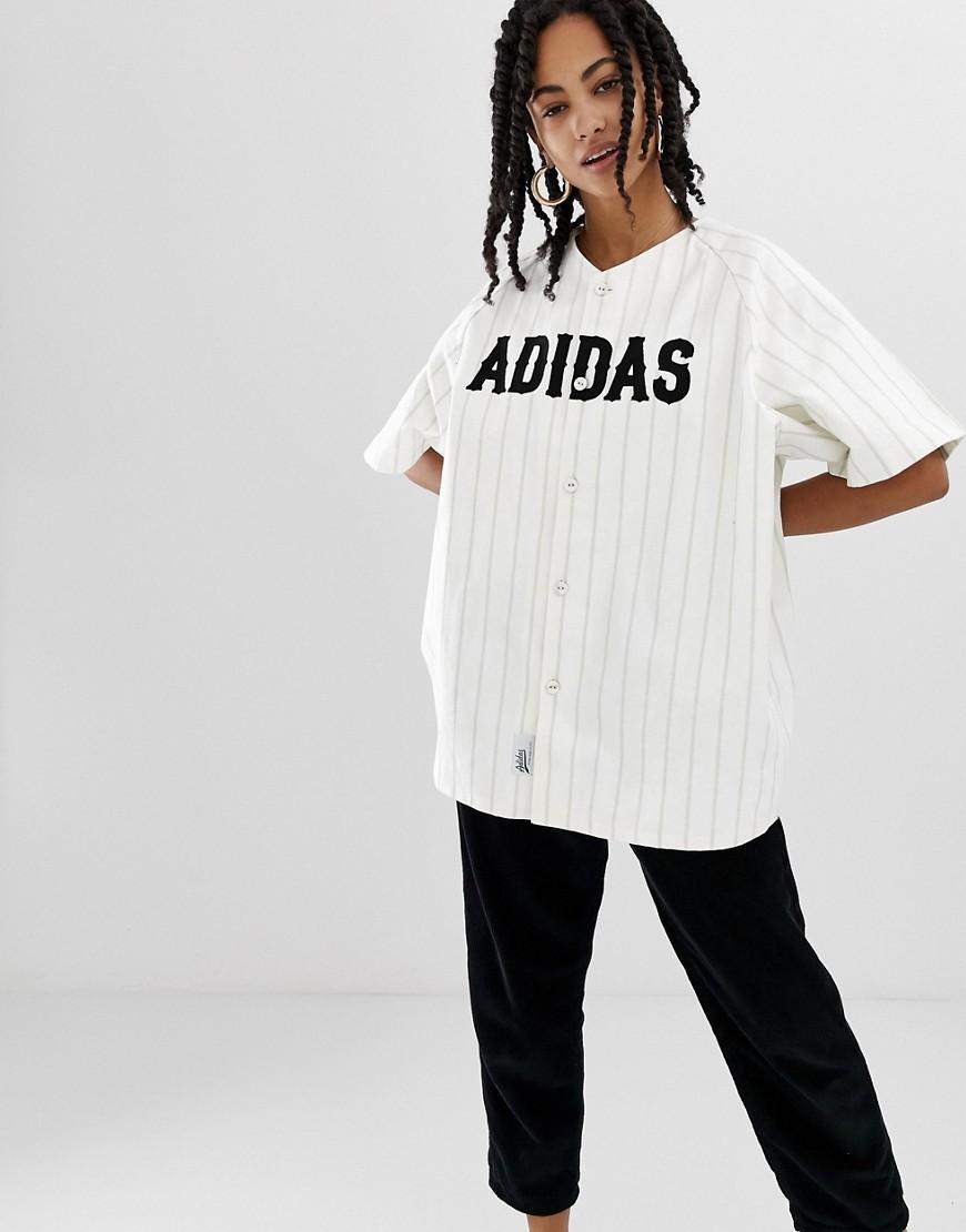 adidas Originals Wei gestreiftes Baseball-Trikot in Weiß | Lyst DE