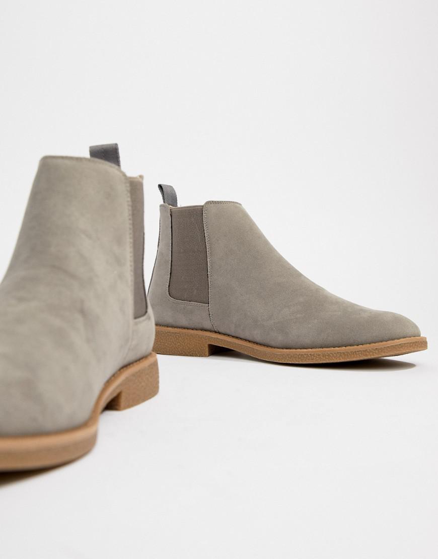 New Look Faux Suede Chelsea Boots In Light Grey in Gray for Men | Lyst