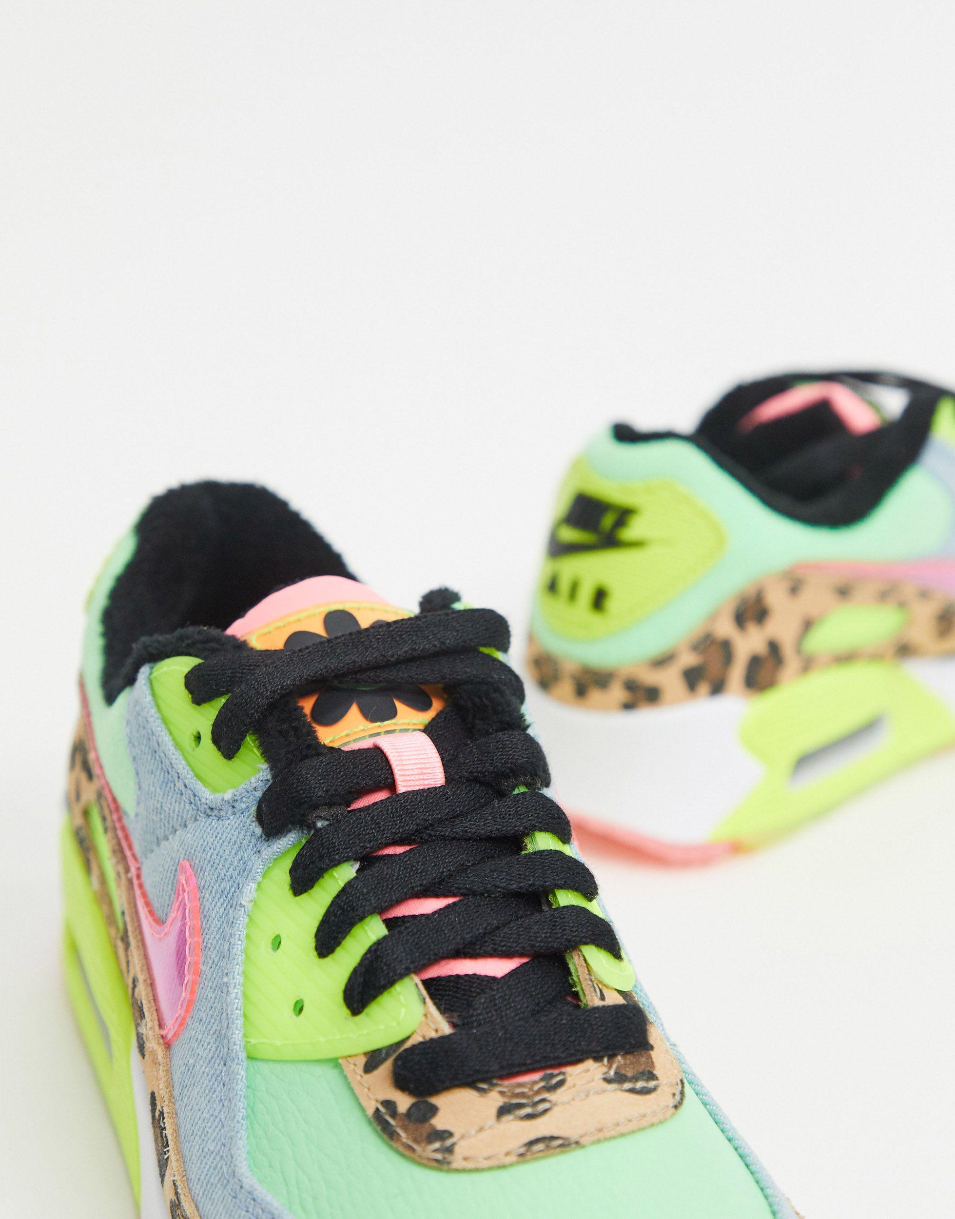 Nike Air Max 90 - Neon Sneakers Met Luipaardprint | Lyst NL