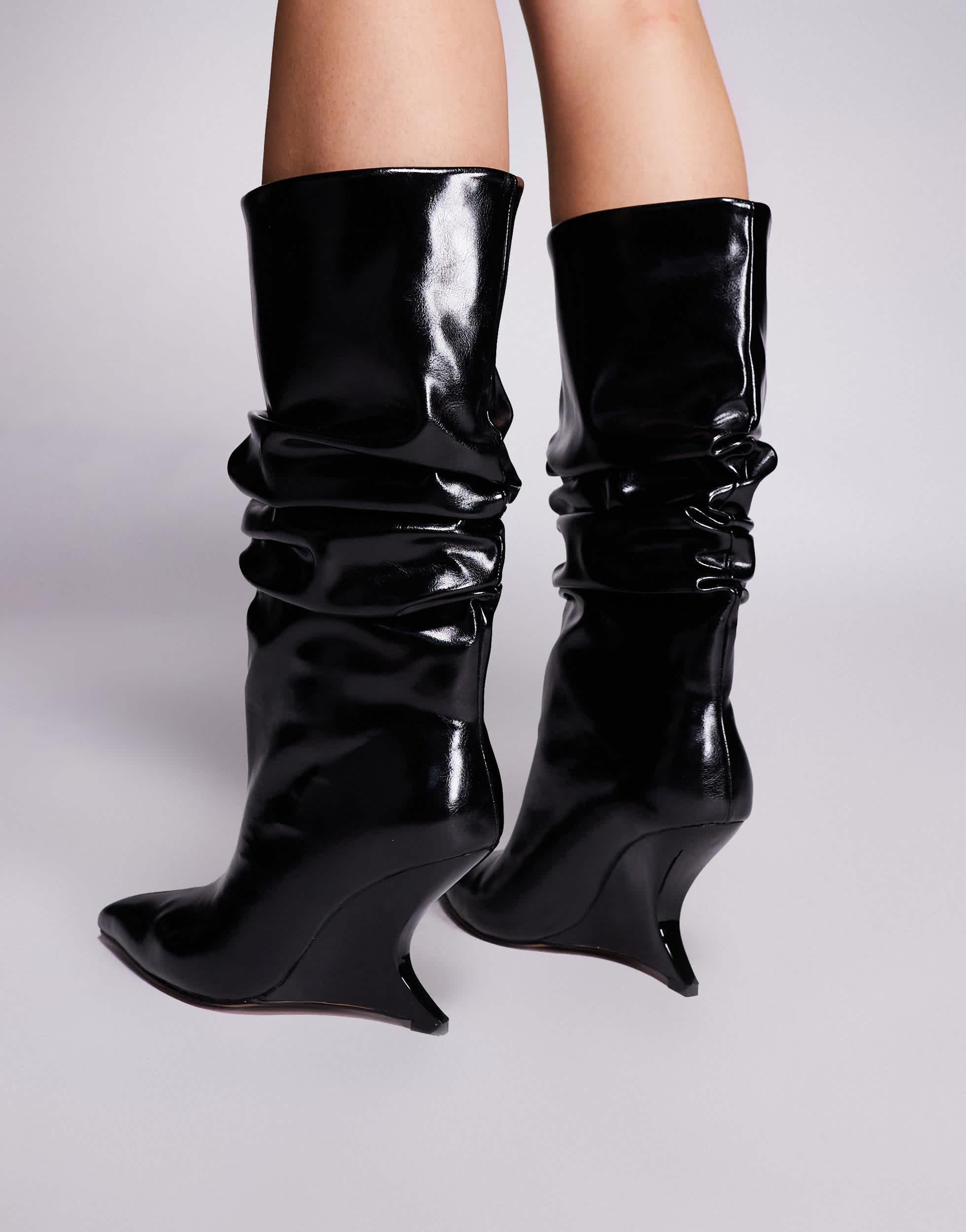 ASOS Cheryl Wedge Slouch Knee Boots in Black Lyst
