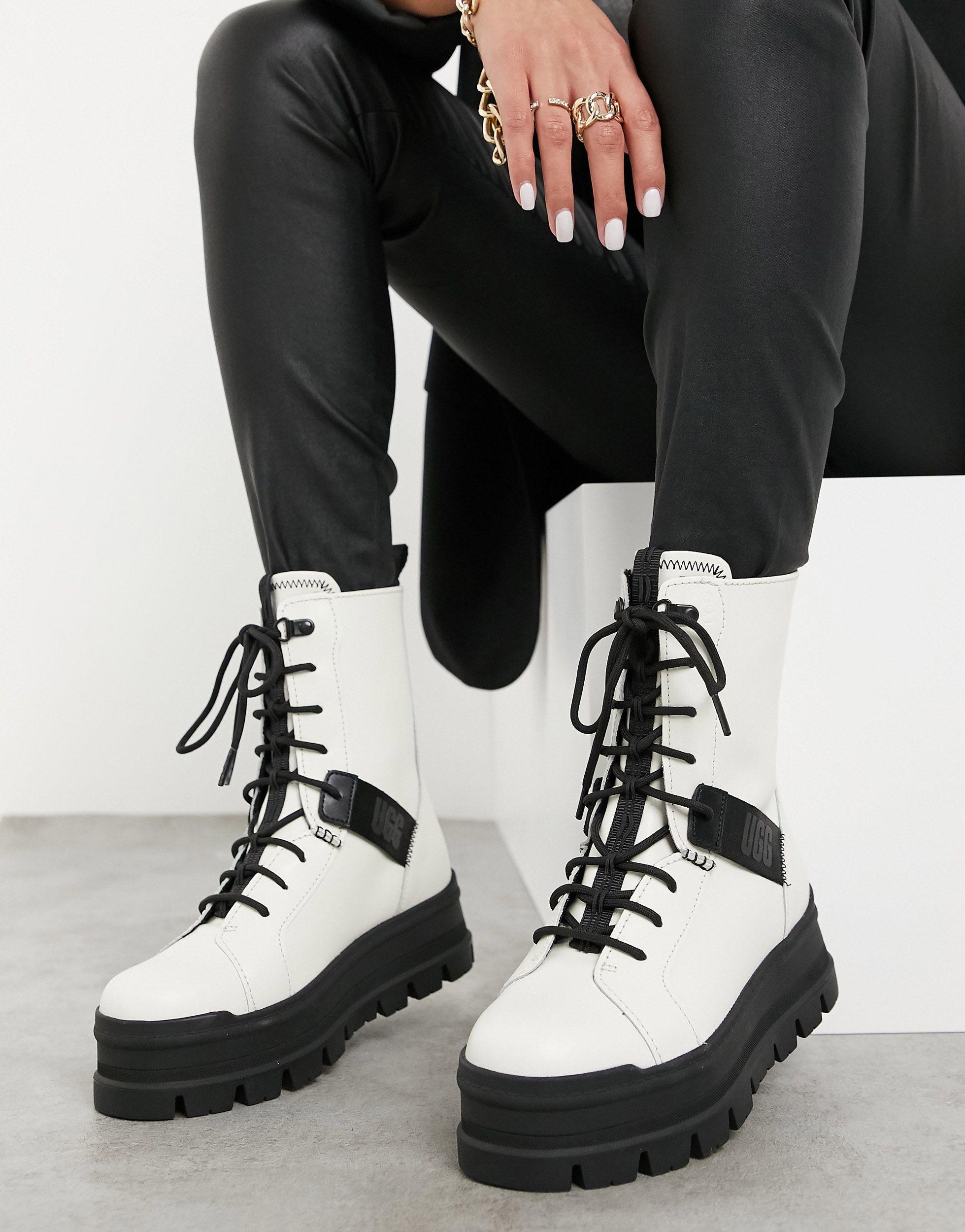 white platform combat boots