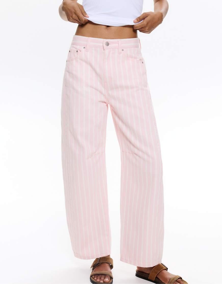 Pull&Bear Striped Balloon Leg Jeans in Pink Lyst UK