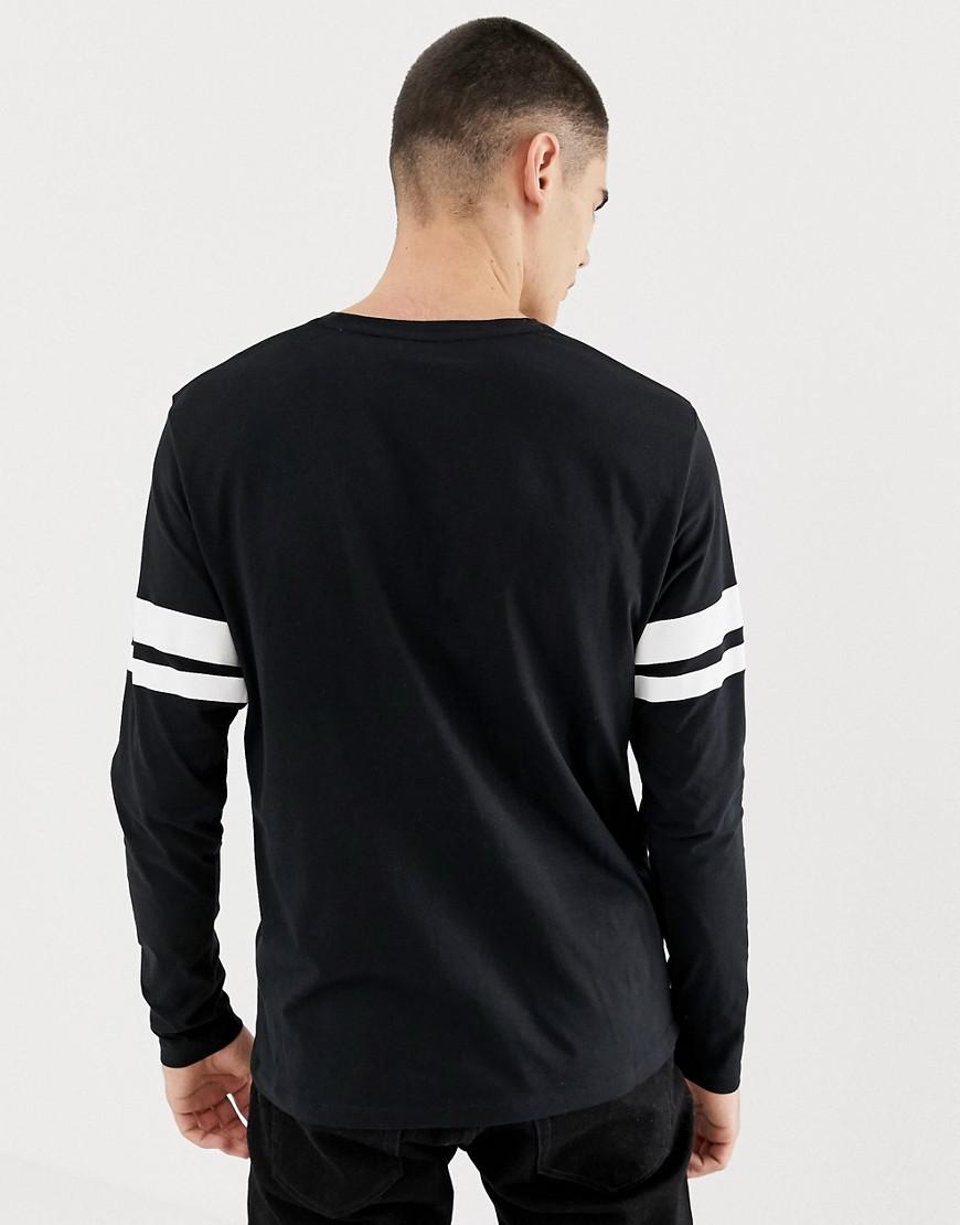 Esprit Long Sleeve Top With Arm Stripe In Black for Men | Lyst