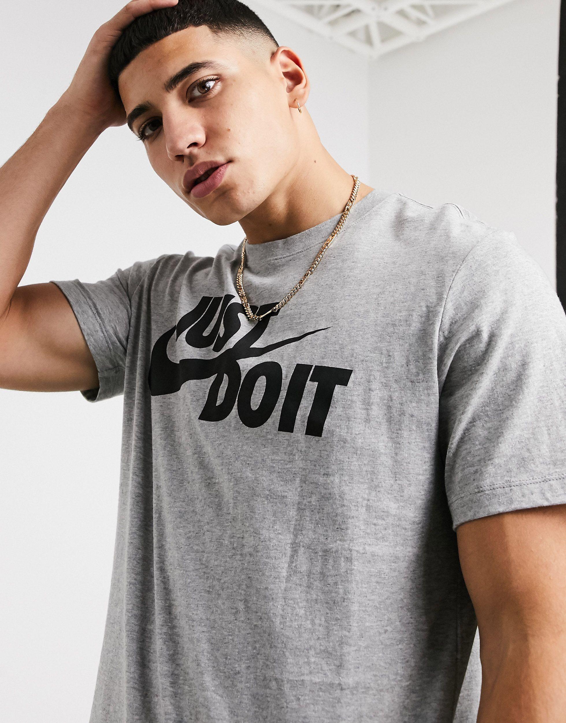 Nike Cotton Just Do It Swoosh T-shirt in Dark Grey Heather,Black (Gray) for  Men - Save 32% | Lyst