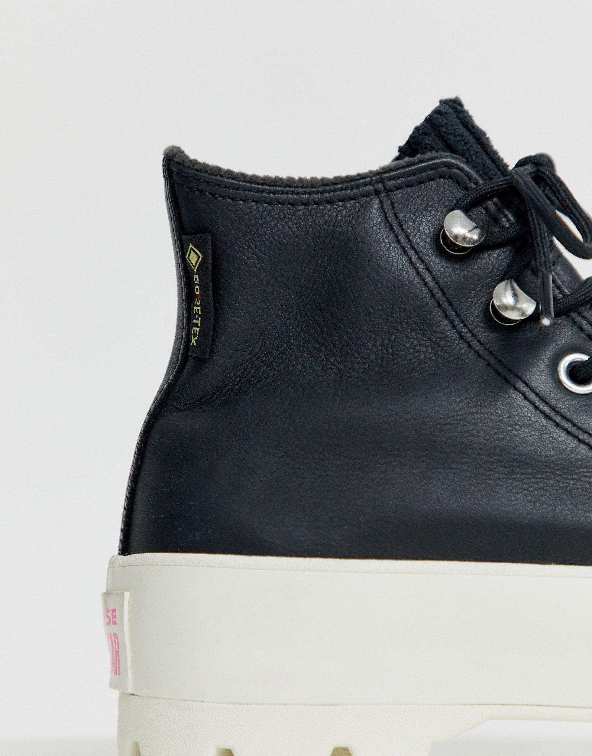 Converse Black Leather Goretex Hiker Hi Trainers | Lyst