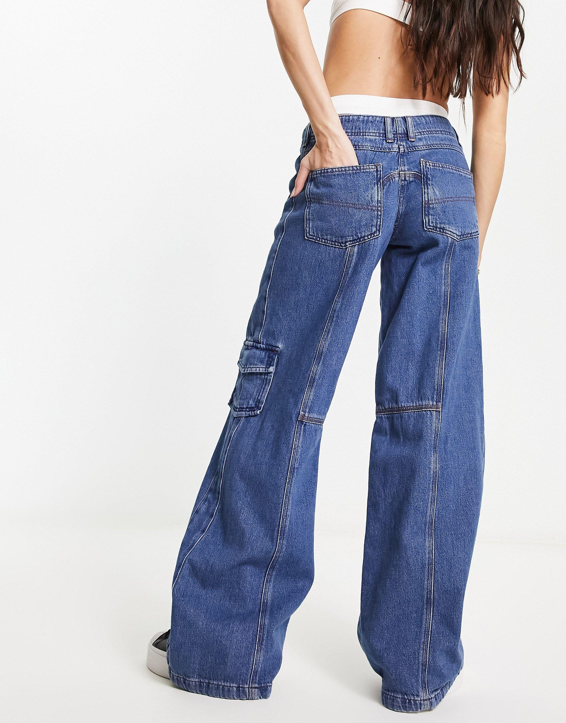 Collusion Y2k Low Rise Vintage Cargo Jeans in Blue | Lyst