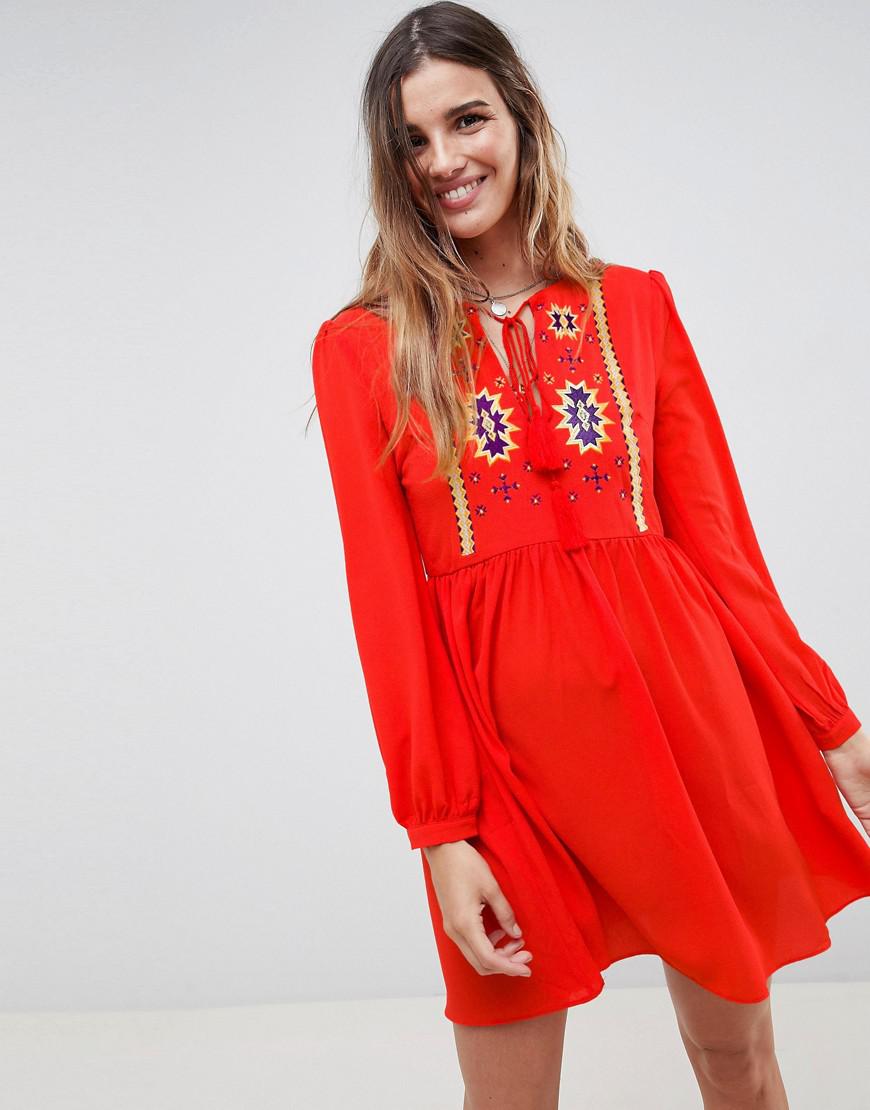 red smock dress