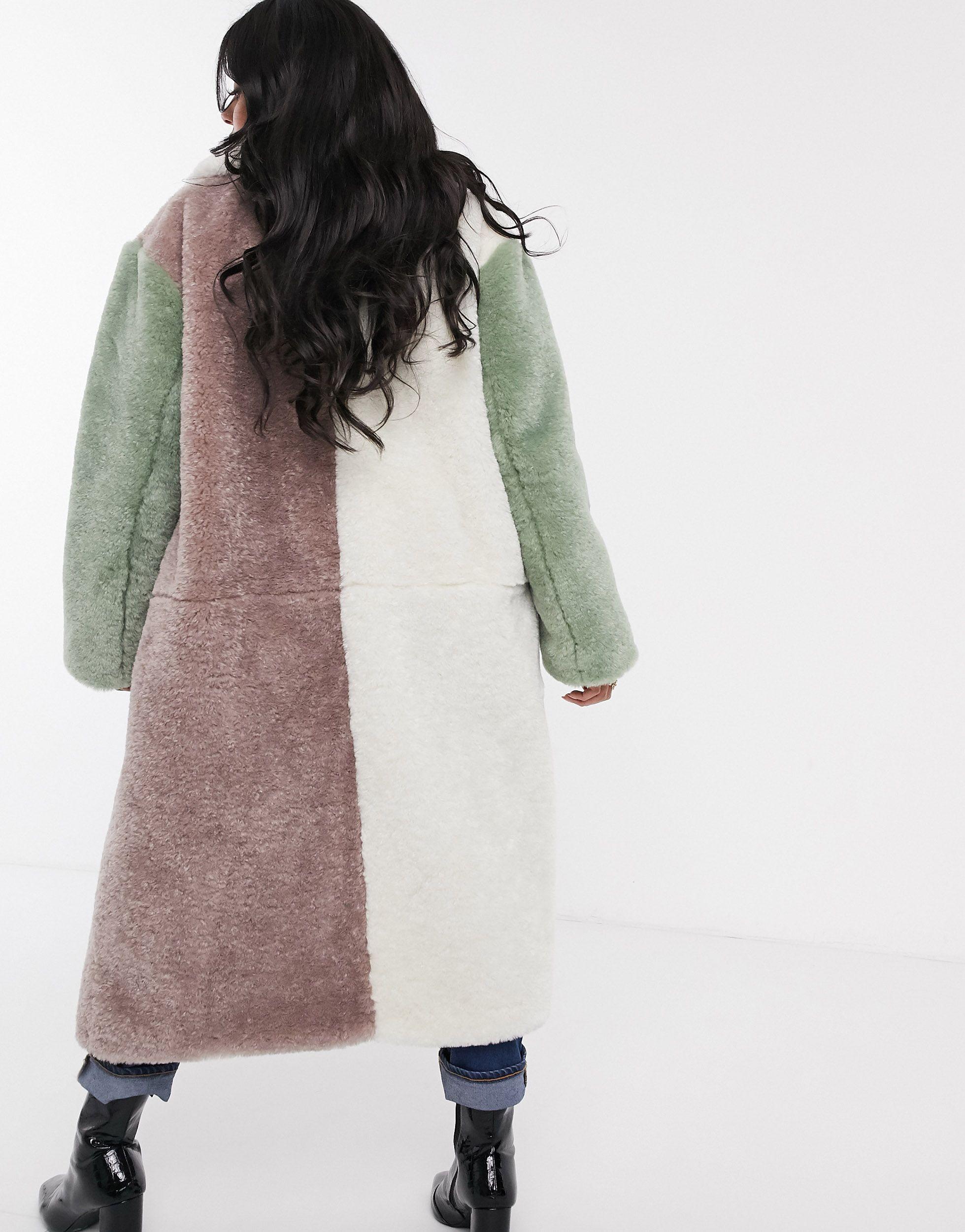 hooded borg maxi coat