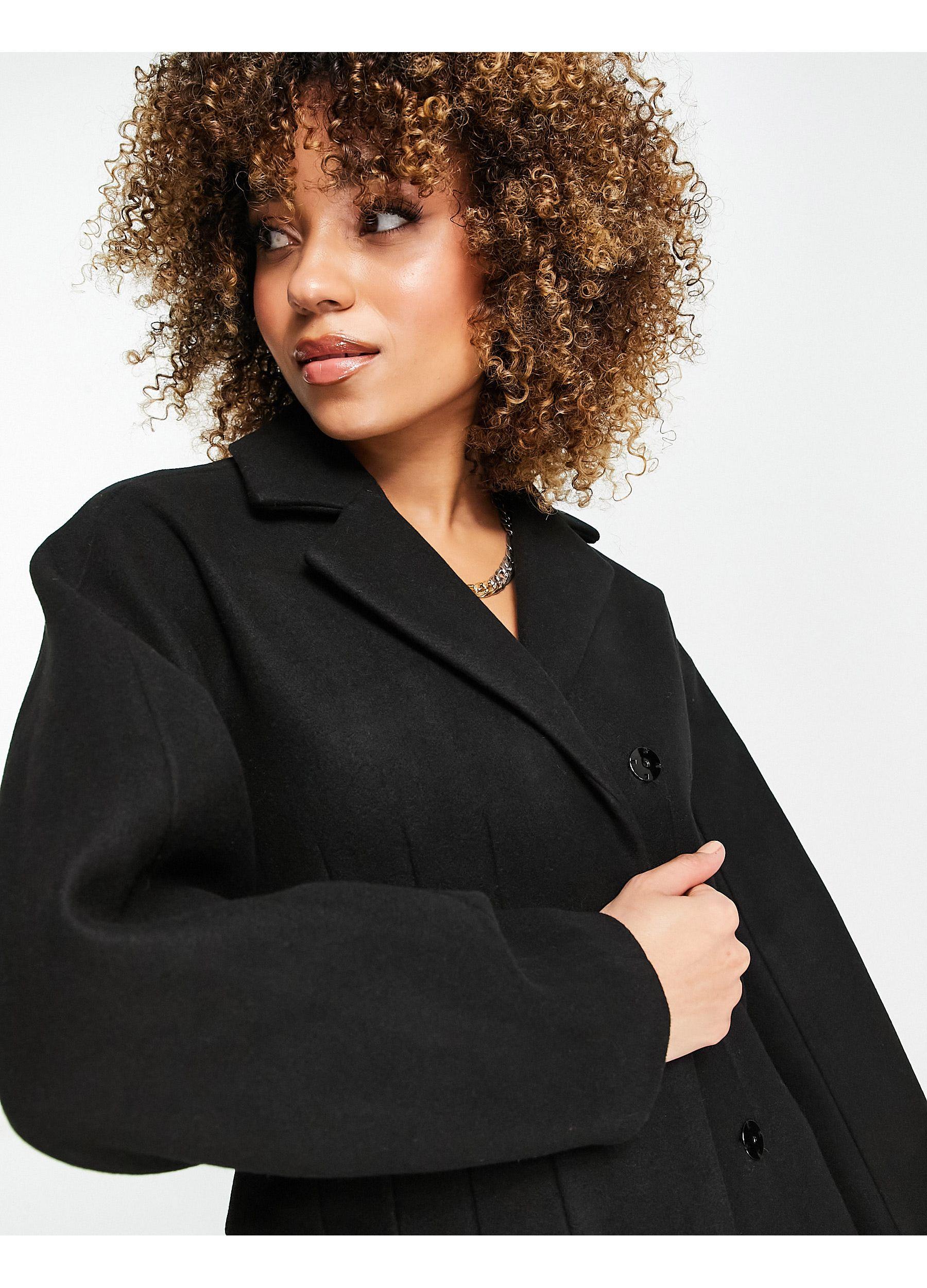 Black waisted coat Clearance