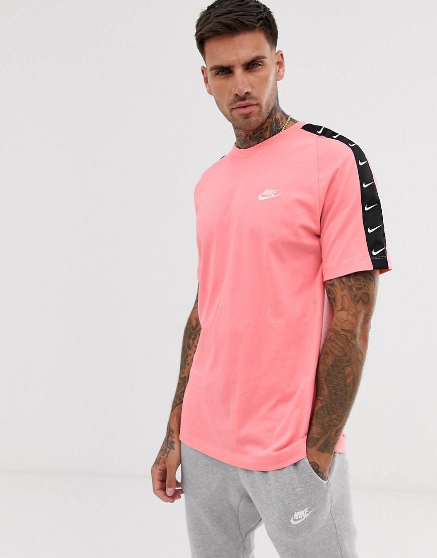 Nike Logo Taping T-shirt in Pink for Men - Lyst
