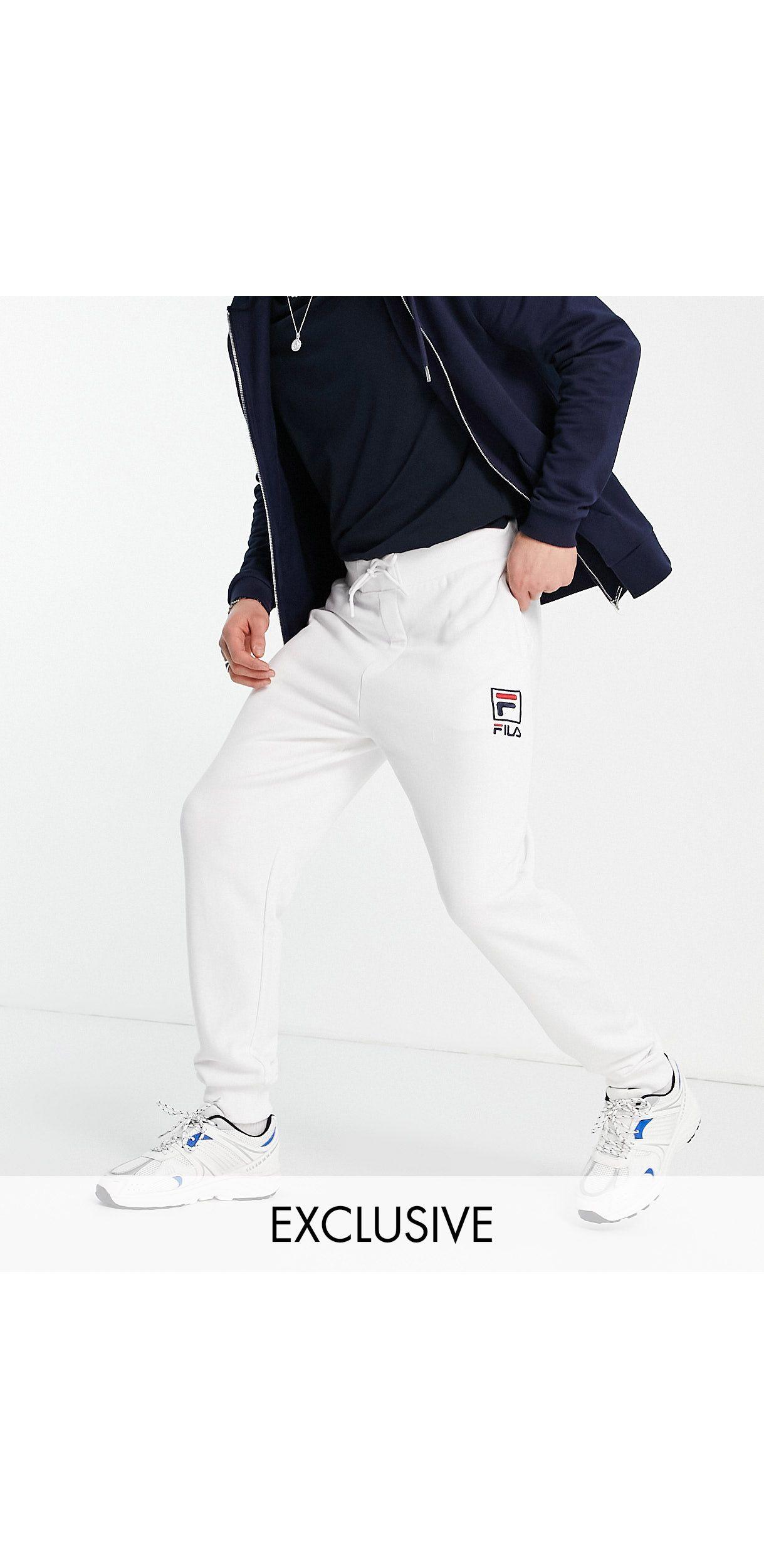 In esclusiva per asos - - joggers bianchi con logo squadrato da Uomo di Fila  in Bianco - Lyst