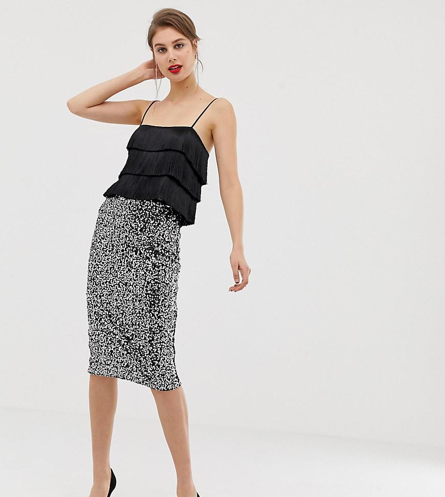 warehouse silver metallic skirt
