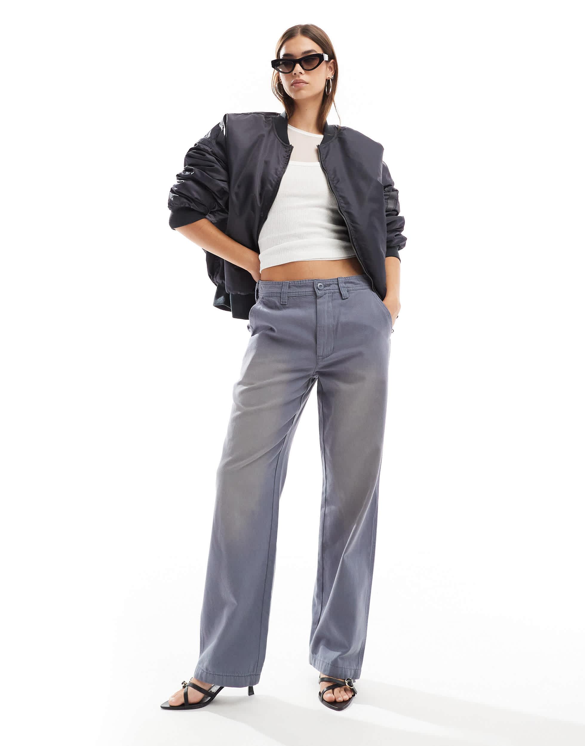Lioness Oversized Puffer Zip Through Bomber Jacket in Blue