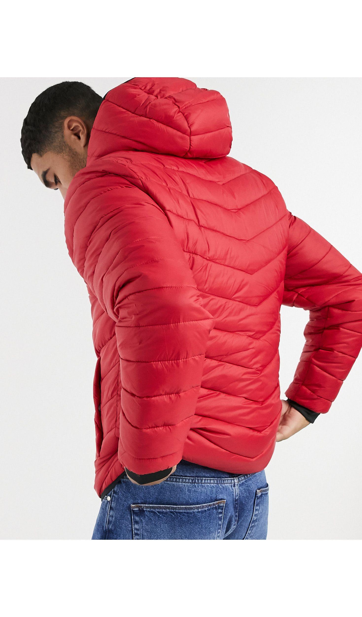 Hollister Cozy Lined Hooded Puffer Jacket in Red for Men | Lyst