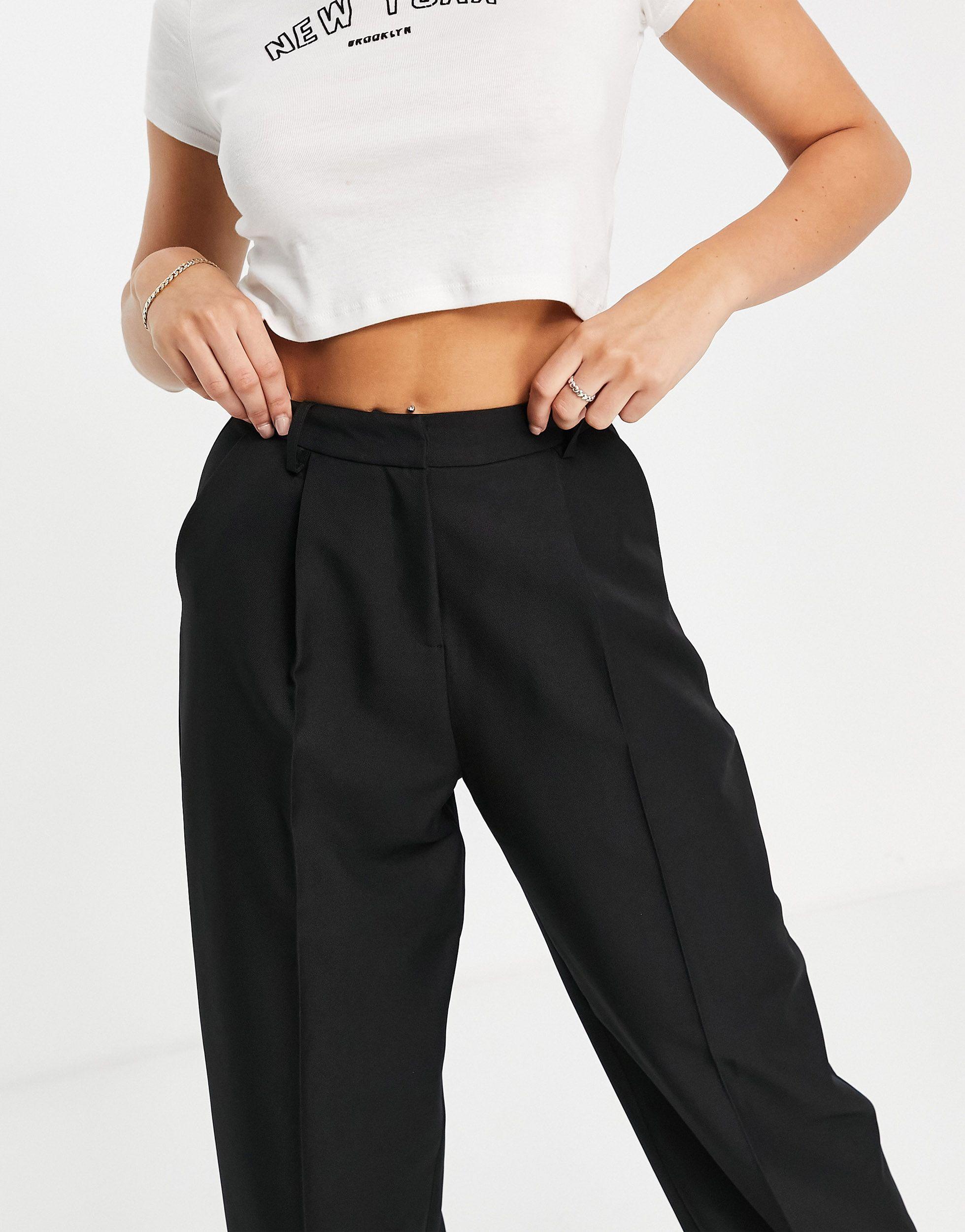 TOPSHOP Straight Peg Trousers in Black | Lyst