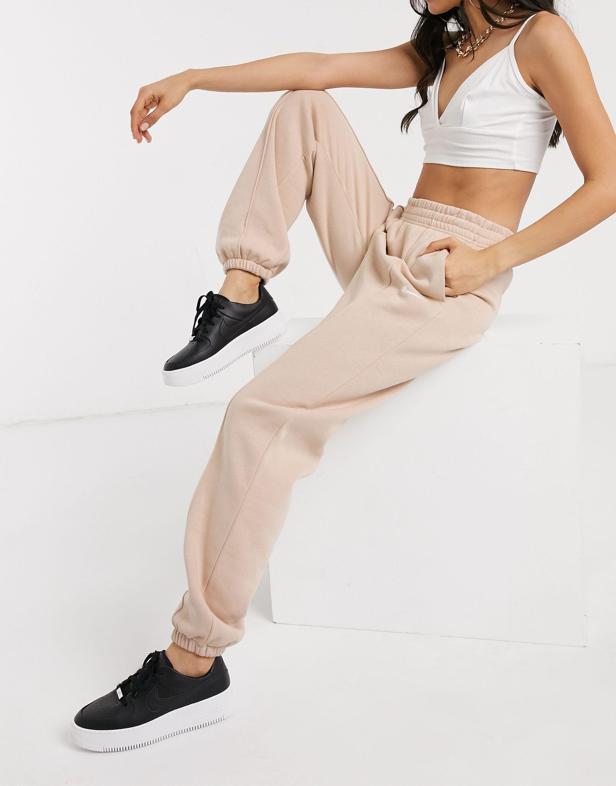 Nike Cotton Mini Swoosh Oversized Light Sweatpants in Beige (Natural) | Lyst