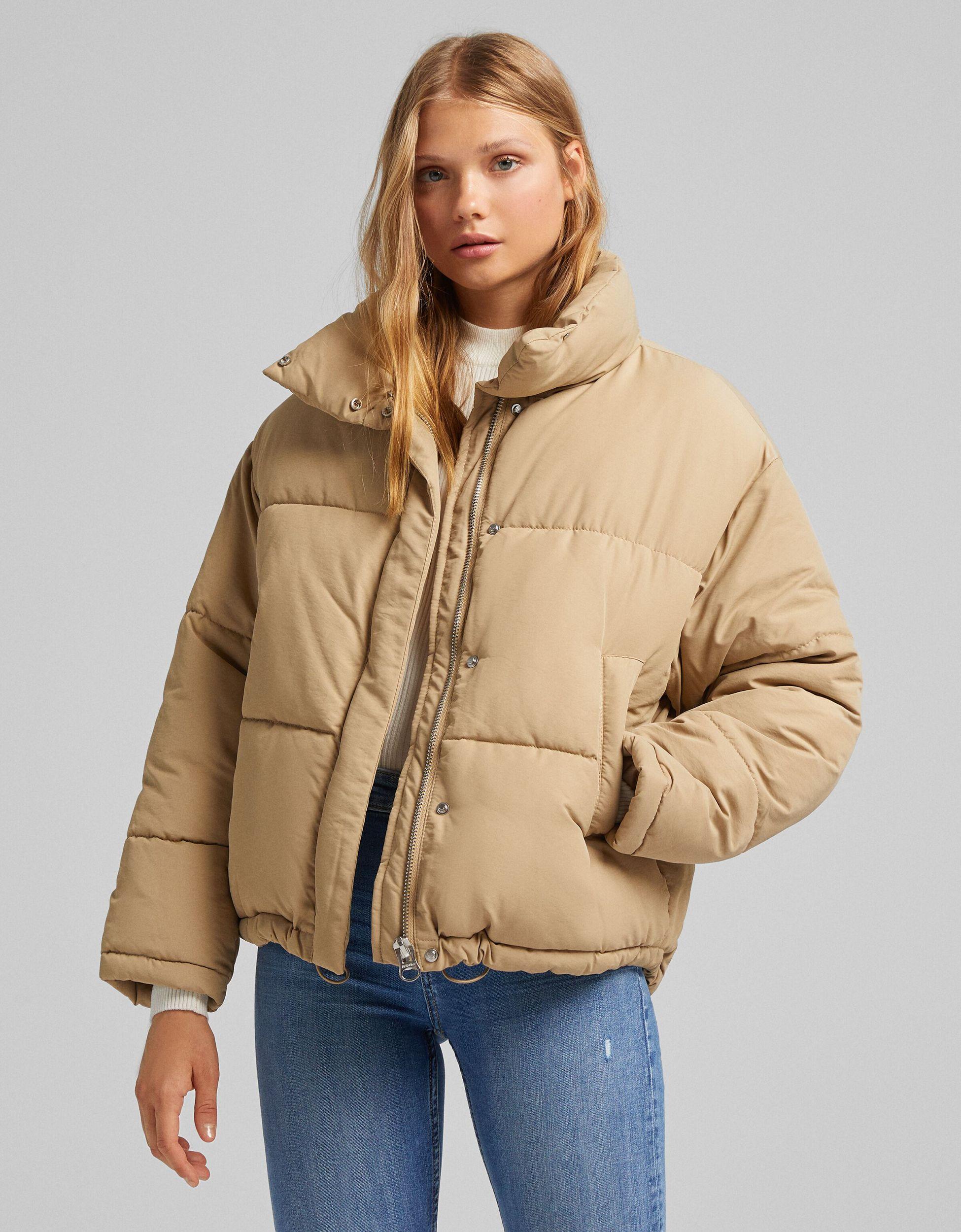 Bershka Synthetic Oversized Padded Puffer Coat in Brown - Save 19% - Lyst
